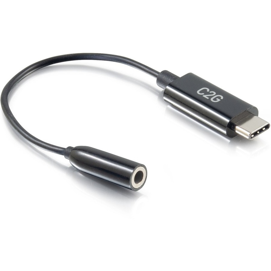 C2G USB-C to AUX Adapter Converter - 3.5mm, Supports High Resolution Audio, Black