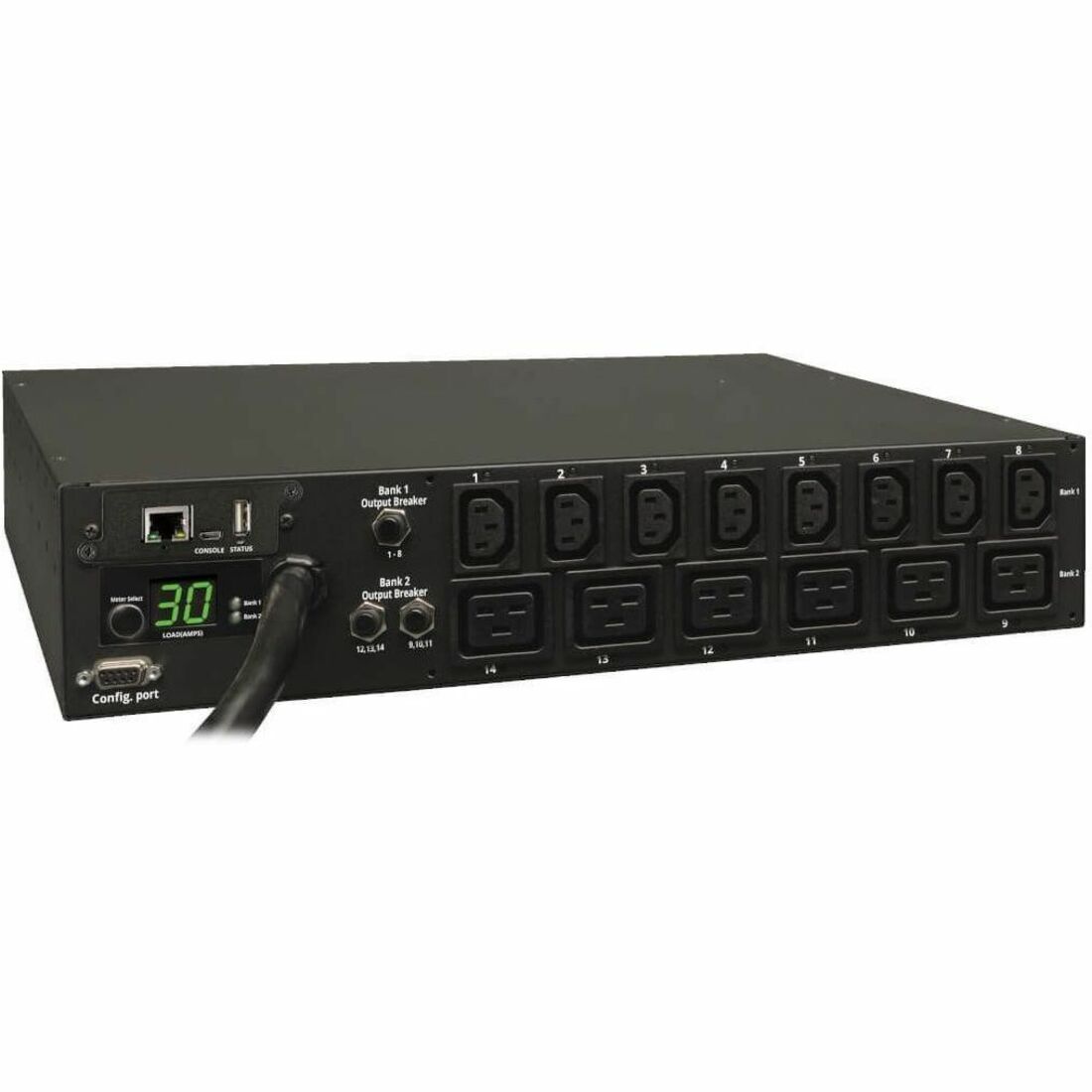 Tripp Lite by Eaton PDU 5.5kW Single-Phase Switched PDU - LX Interface 208/230V Outlets (8 C13 & 6 C19) L6-30P Input 15 ft. (4.57 m) Cord 2U Rack-Mount TAA