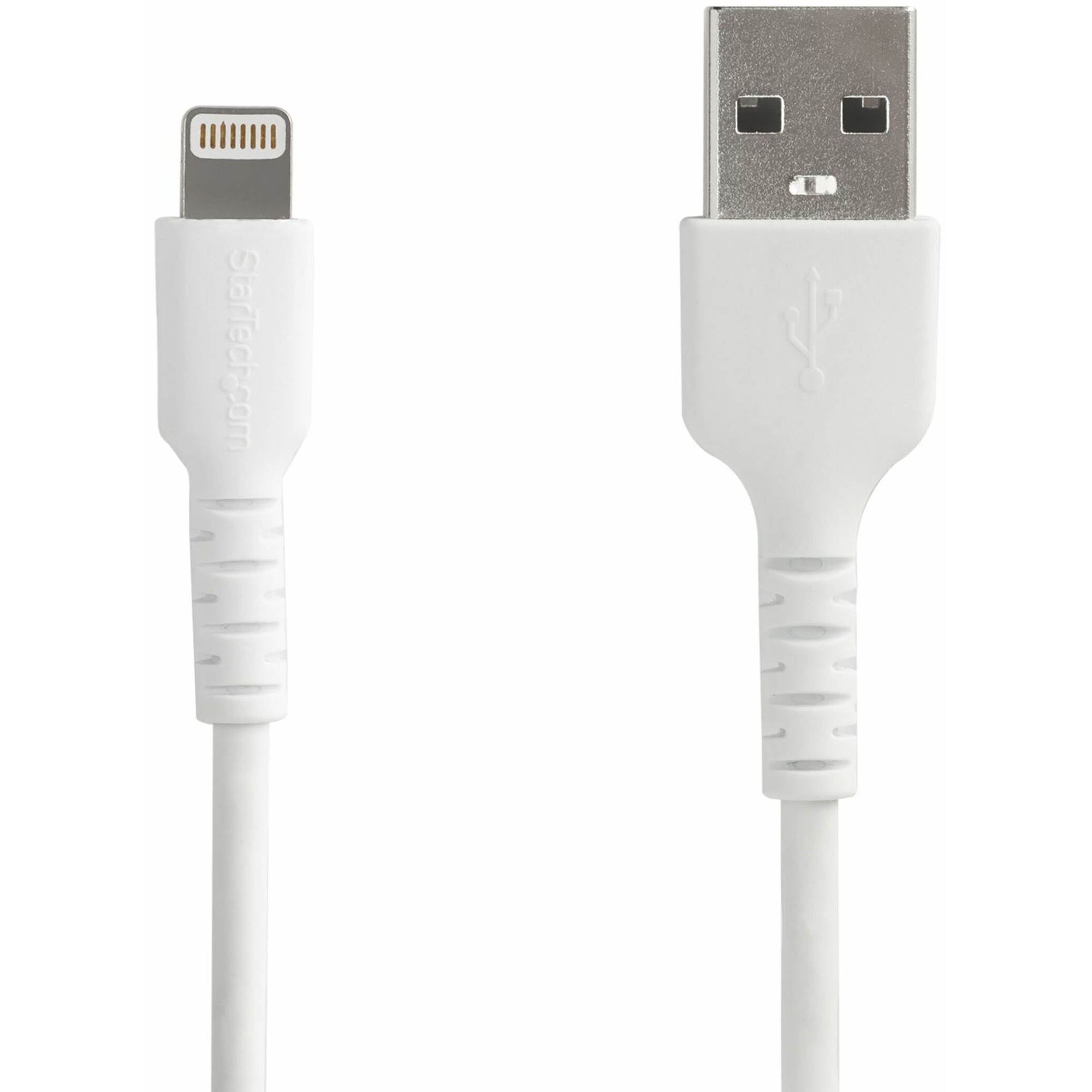 StarTech 6 foot/2m Durable White USB-A to Lightning Cable, Rugged Heavy Duty Charging/Sync Cable for Apple iPhone/iPad MFi Certified