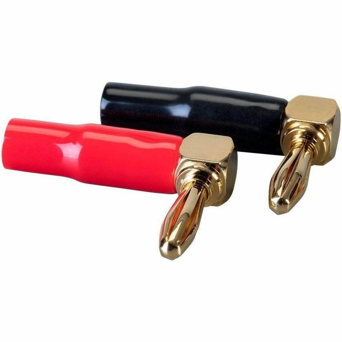Monoprice 2 Pair Right Angle 24k Gold Plated Banana Speaker Wire Cable Screw Plug Connecto