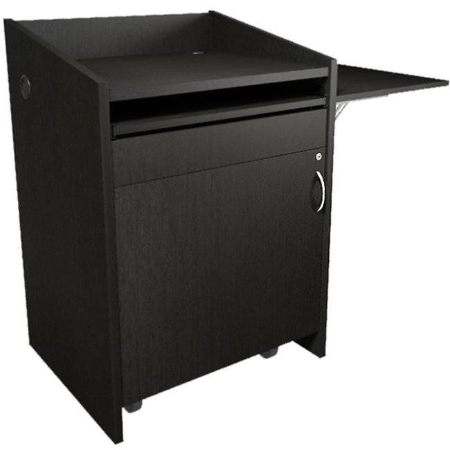 Middle Atlantic Pre-Configured L2 Series Lectern w Connectivity & Flip Up Shelf - Grained Ebony - TAA Compliant