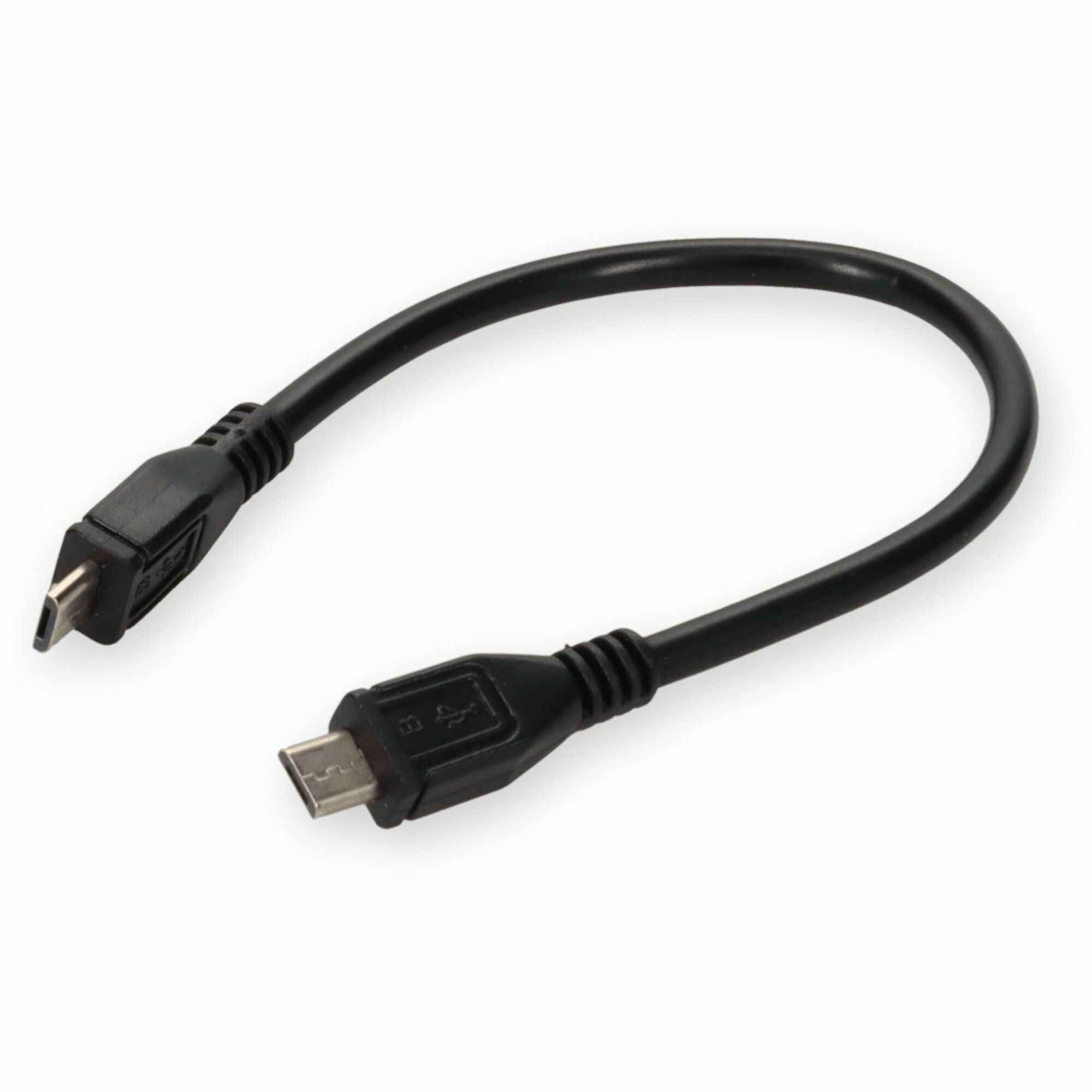 AddOn 8in Micro-USB B 2.0 Male to USB A 2.0 Male Black Cable