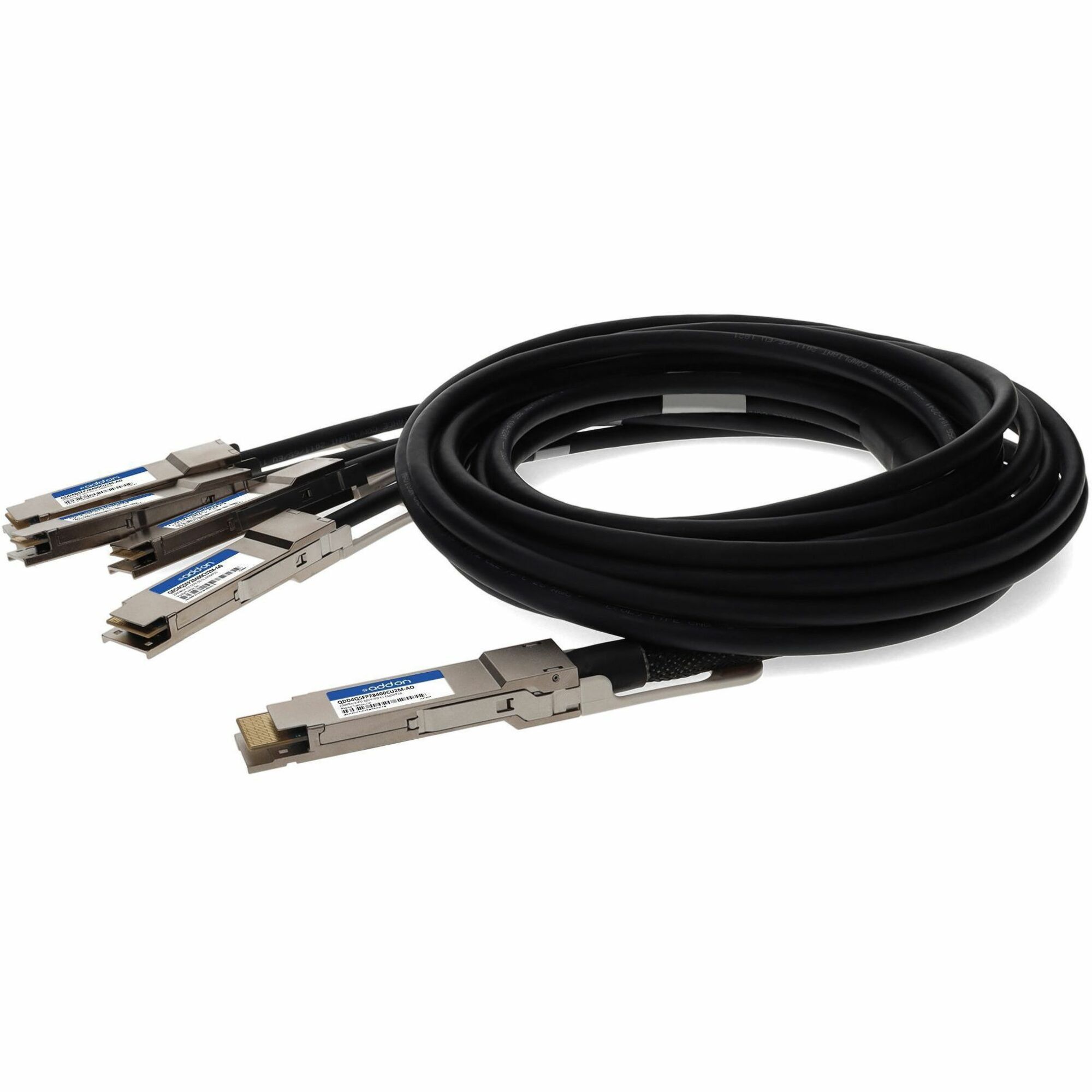 AddOn Cisco&reg; QDD-4QSFP28-400-CU2M Compatible TAA Compliant 200GBase-CU QSFP-DD 200G to 4xQSFP28 50G NRZ Direct Attach Cable (Passive Twinax, 2m)
