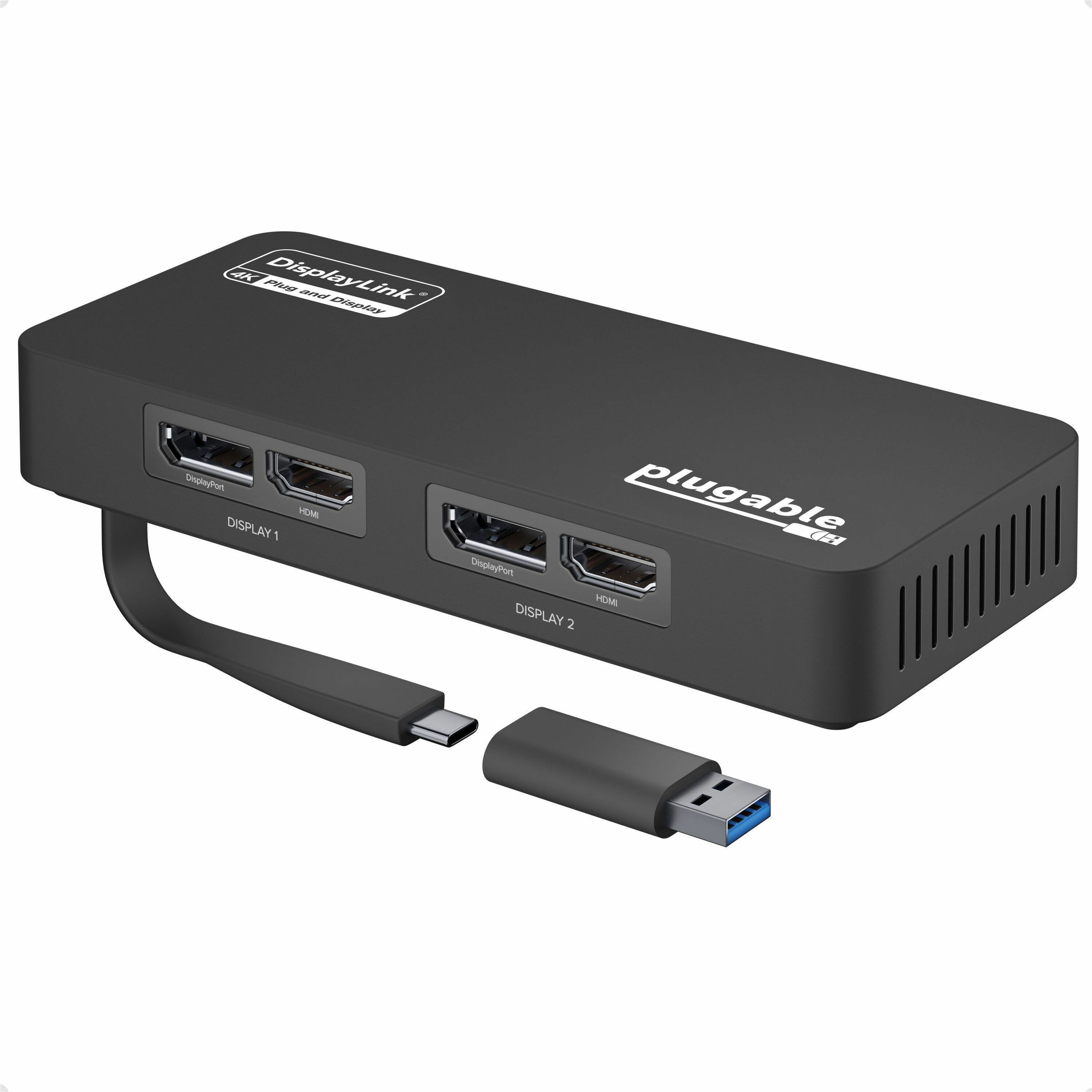 Plugable 4K DisplayPort and HDMI Dual Monitor Adapter for USB 3.0 and USB-C