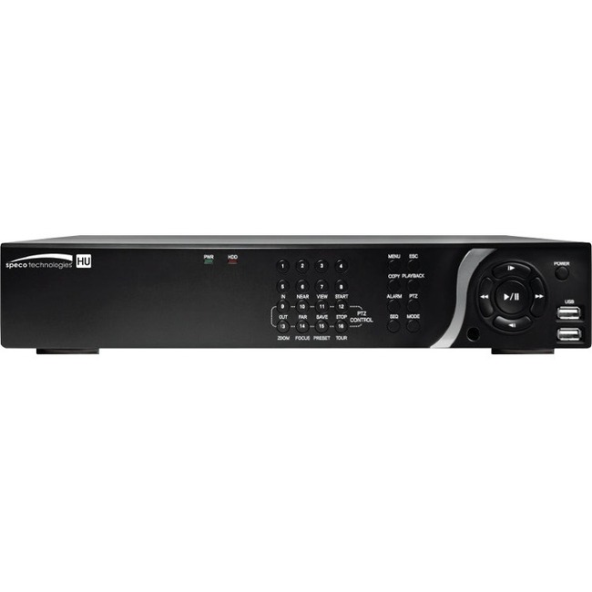 Speco 16 Channel 4K IP, HD-TVI Hybrid Video Recorder - 40 TB HDD