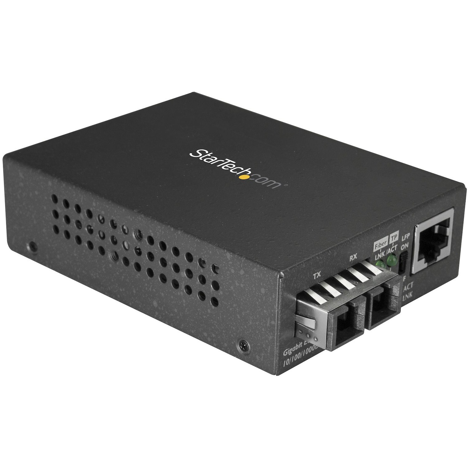 StarTech Multimode SC Fiber Ethernet Media Converter, 1000BASE-SX Gigabit Fiber Optic to Copper Bridge, 10/100/1000 Network, 550m, TAA