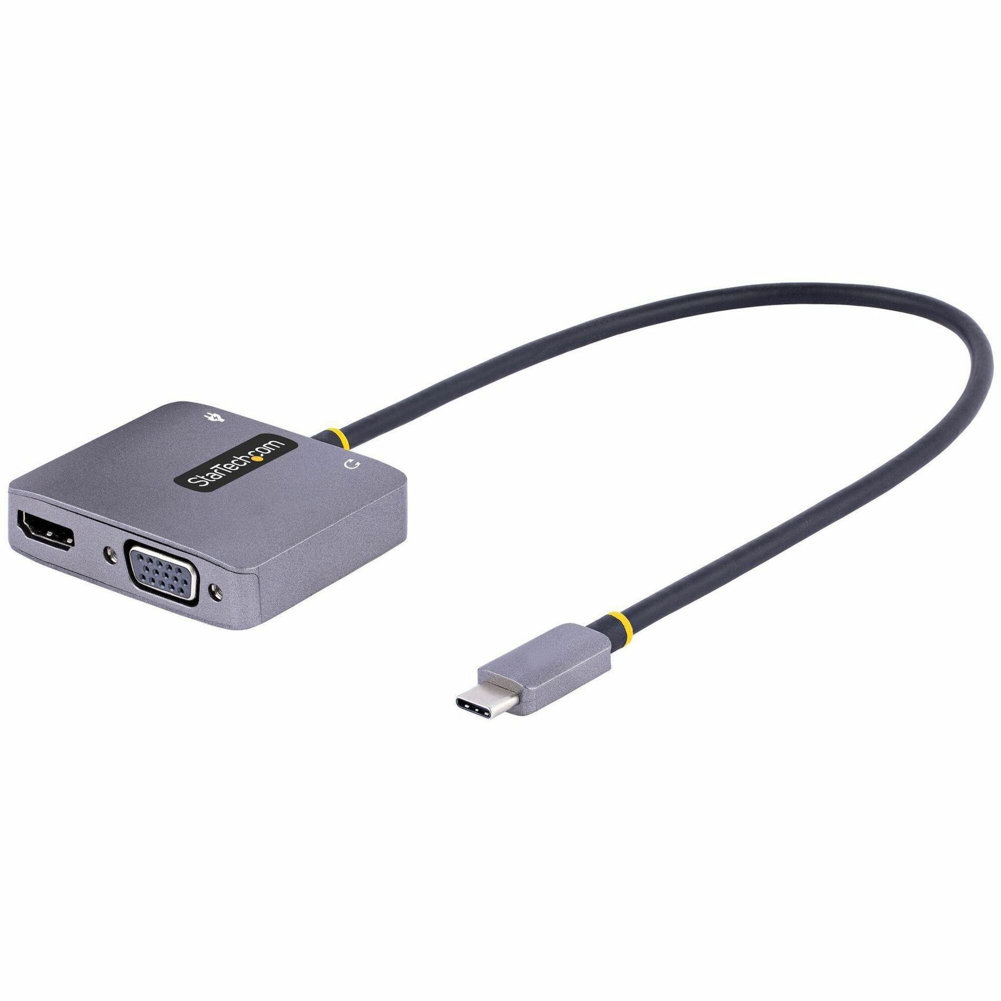 StarTech USB C Video Adapter, USB C to HDMI VGA Multiport Adapter, 3.5mm Audio, 4K 60Hz HDR, 100W PD 3.0 PT, USB C Display Adapter