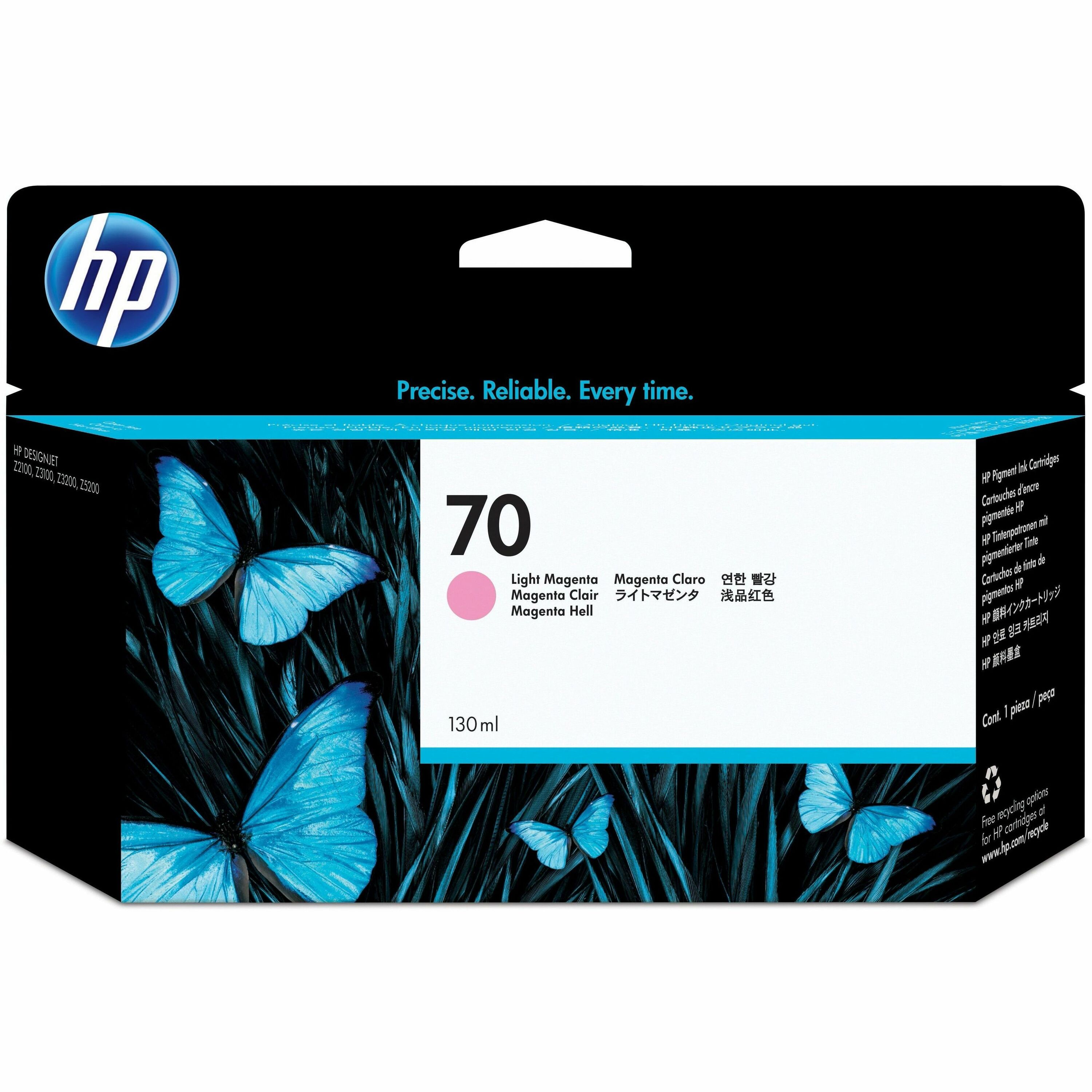 HP 70 (C9455A) Original Inkjet Ink Cartridge - Single Pack - Light Magenta - 1 Each
