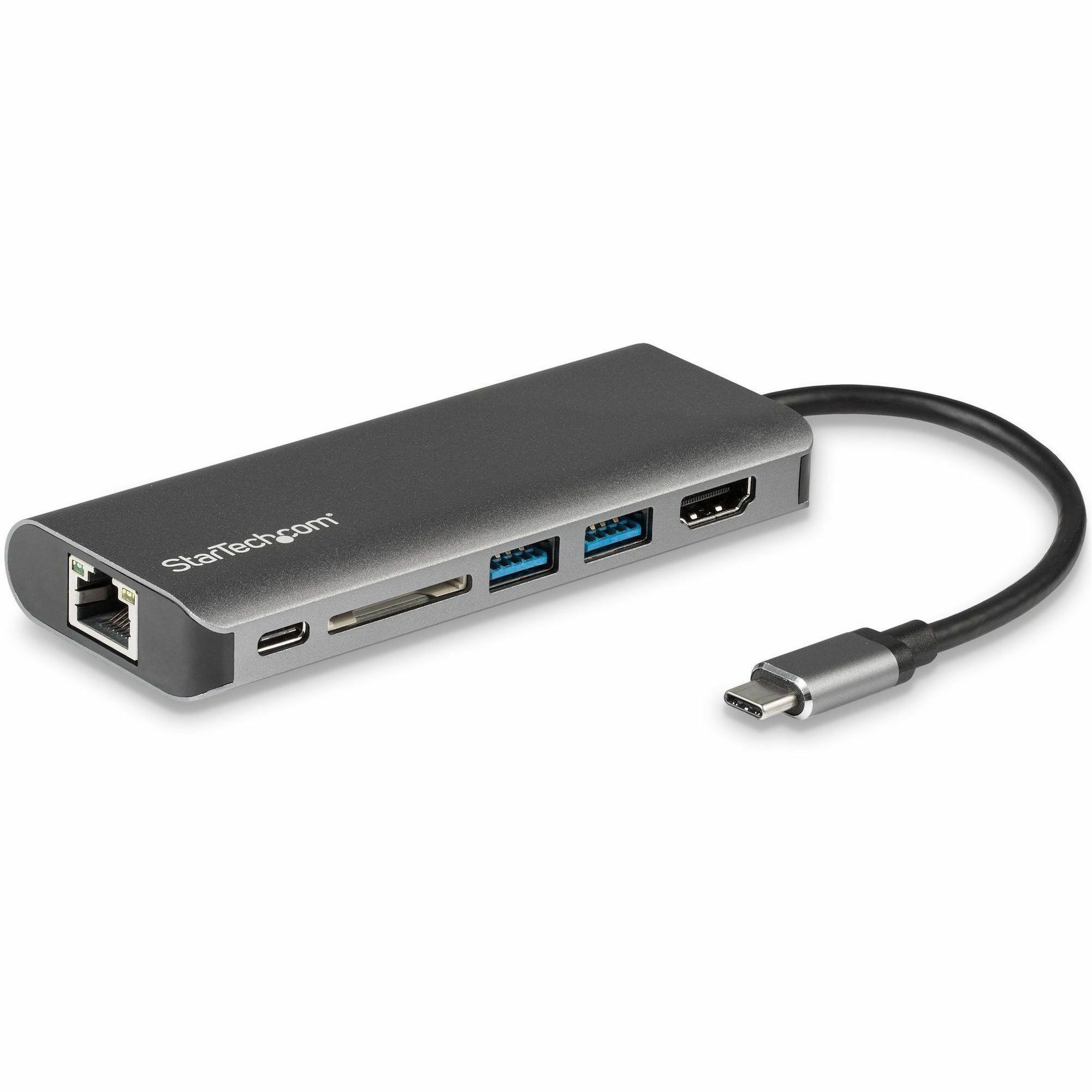 StarTech USB C Multiport Adapter - Portable USB Type-C Travel Dock - 4K HDMI, 2-pt USB Hub, SD, GbE, 60W PD Pass-Through - Laptop Dock