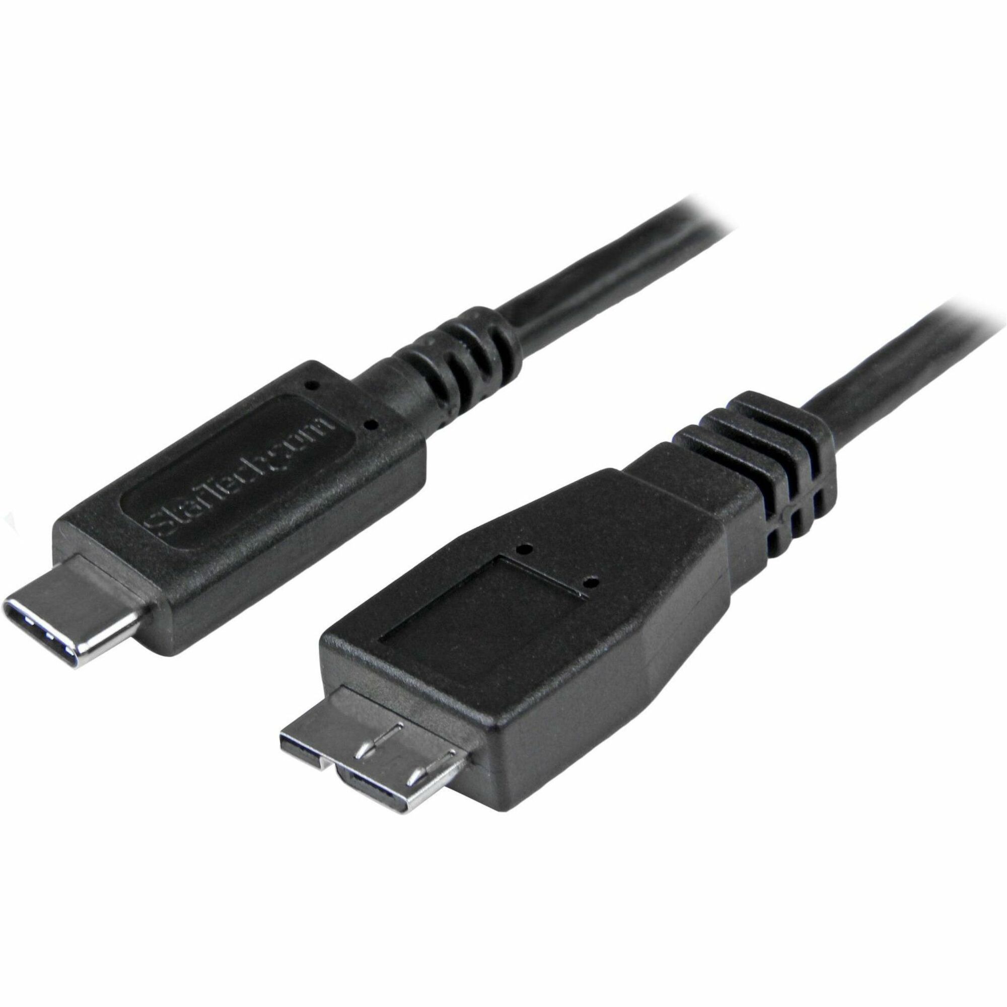 StarTech 1.6ft (50cm) USB-C to Micro USB-B Cable, USB 10Gbps, Data Cord, 3A, USB C to Micro-B Data Transfer Cable