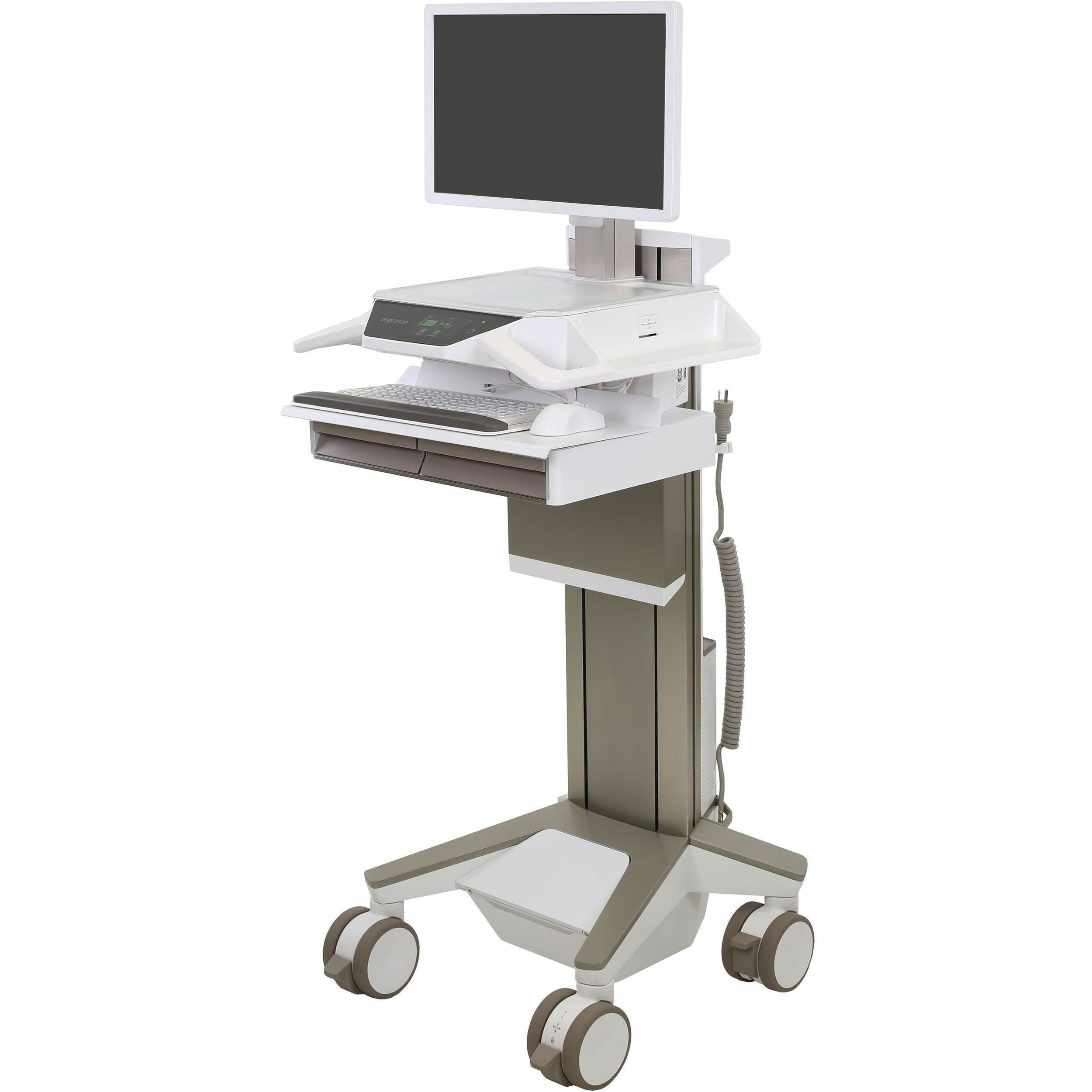 Ergotron CareFit Pro Electric-Lift Cart, LiFe Powered, 2 Drawers (2x1), US/CA/MX