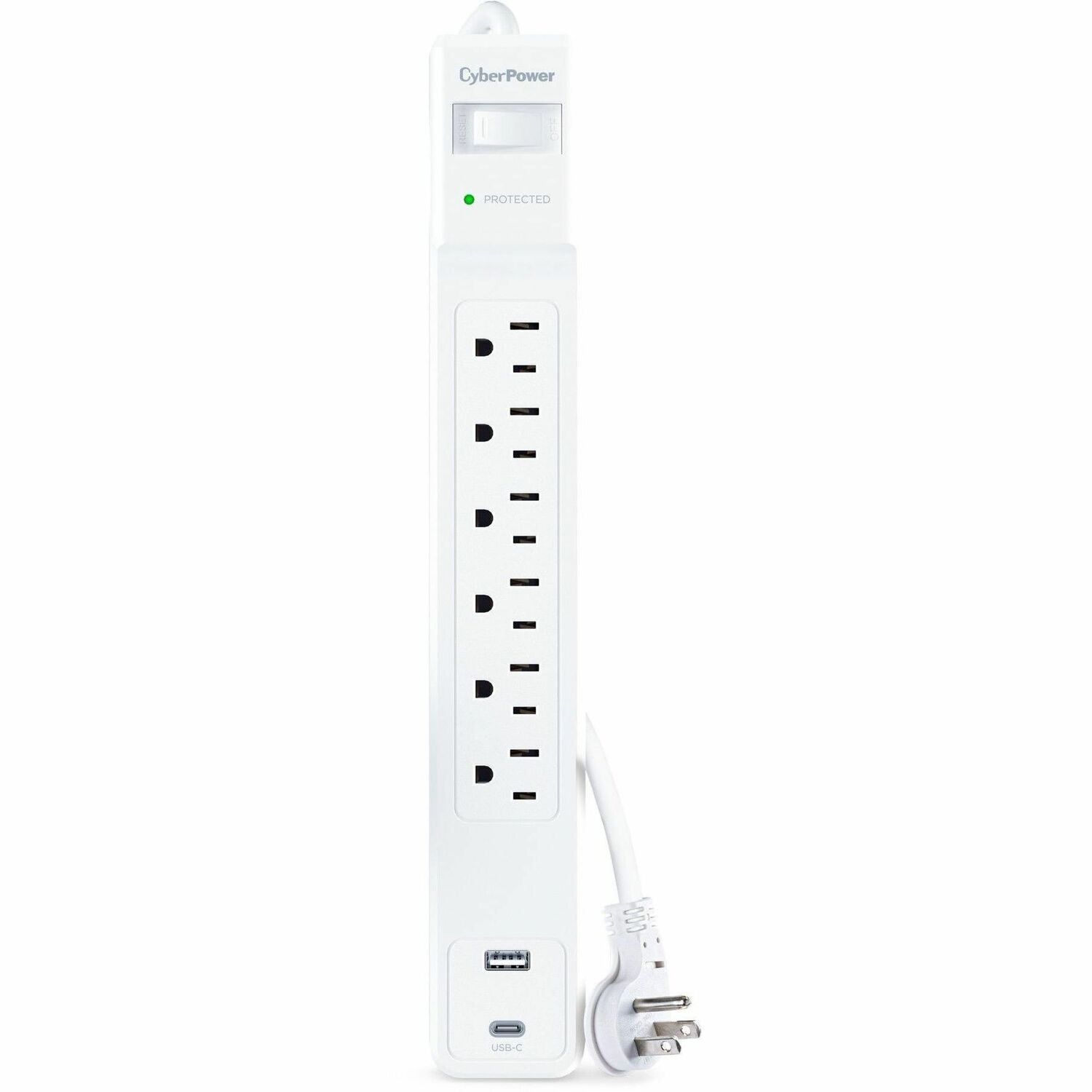 CyberPower CSP604UCW Home and Office 6 - Outlet Surge Protector with 1500 J Surge Suppression