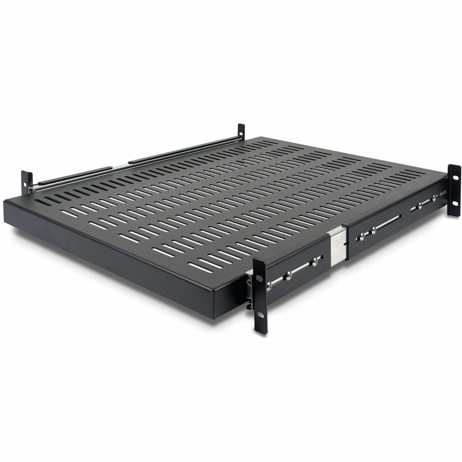 StarTech 2U 20 to 30in Adjustable Mounting Depth Vented Sliding Rack Mount Shelf - 50lbs / 22.7kg - 24in Deep