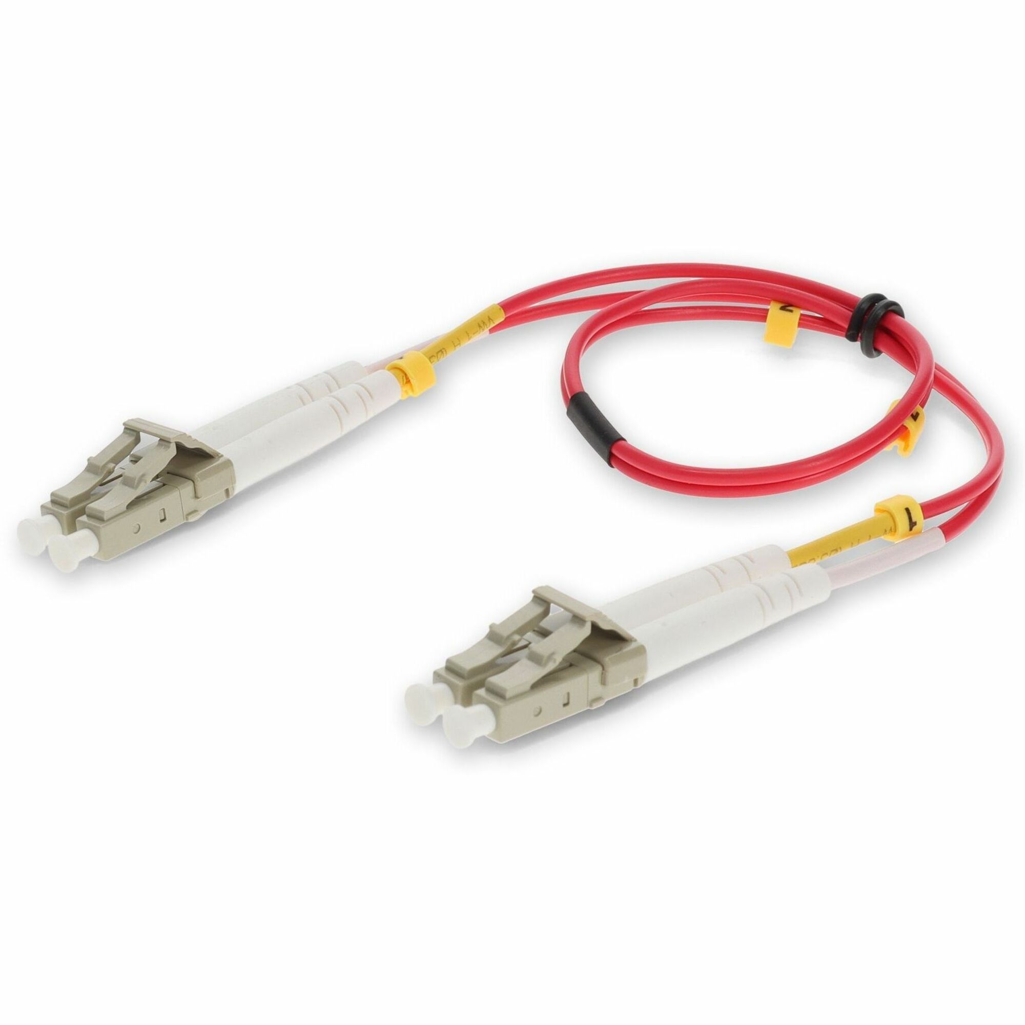 AddOn 2m LC to LC Red OM4 Duplex OFNP (Plenum-Rated) Fiber Patch Cable