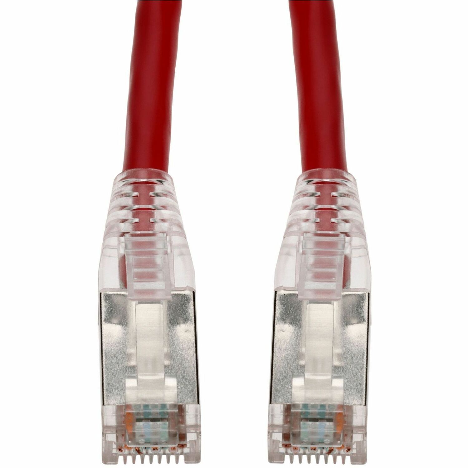AddOn 35ft Red CAT 6 Shielded PVC Ethernet Cable Snagless Easy Clear Boot TAA RJ-45 M/M