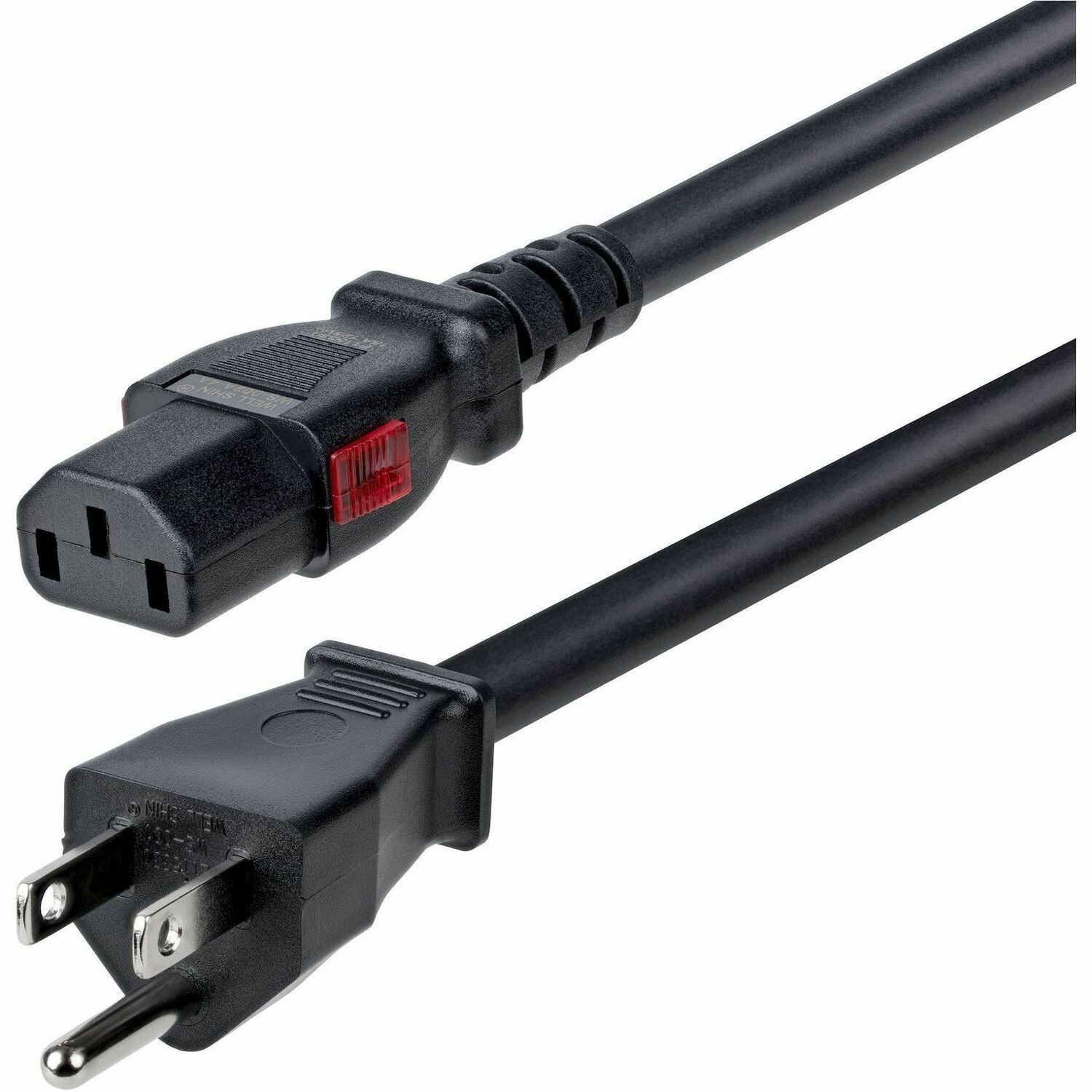 StarTech 6.6ft (2m) Heavy Duty Power Cord, NEMA 5-15P to Locking C13, 125V 15A, 14AWG, Replacement AC Power Cable, UL Listed, TAA