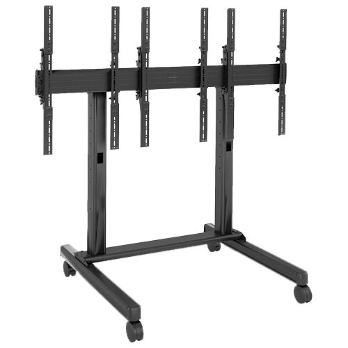 Chief Fusion 3x1 Portrait Adjustable Large Freestanding Video Wall Mobile Cart - For 42-46 Inch Flat Panel TVs - Black