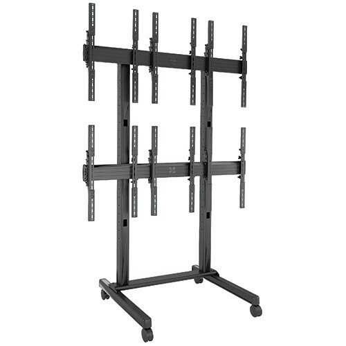 Chief Fusion 3x2 Portrait Adjustable Large Freestanding Video Wall Mobile Cart - For 42-46 Inch Flat Panel TVs - Black