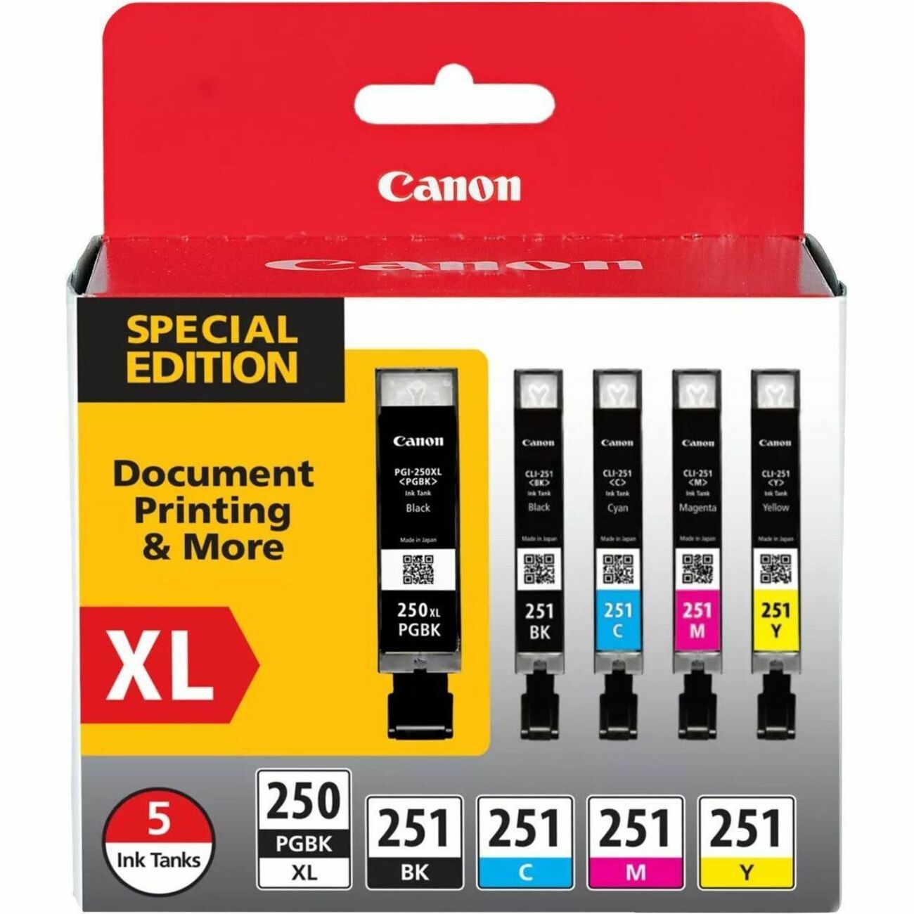 Canon PGI-250XL/CLI-251 Original Standard Yield Inkjet Ink Cartridge - Value Pack - Black, Cyan, Magenta, Yellow - 5 Pack