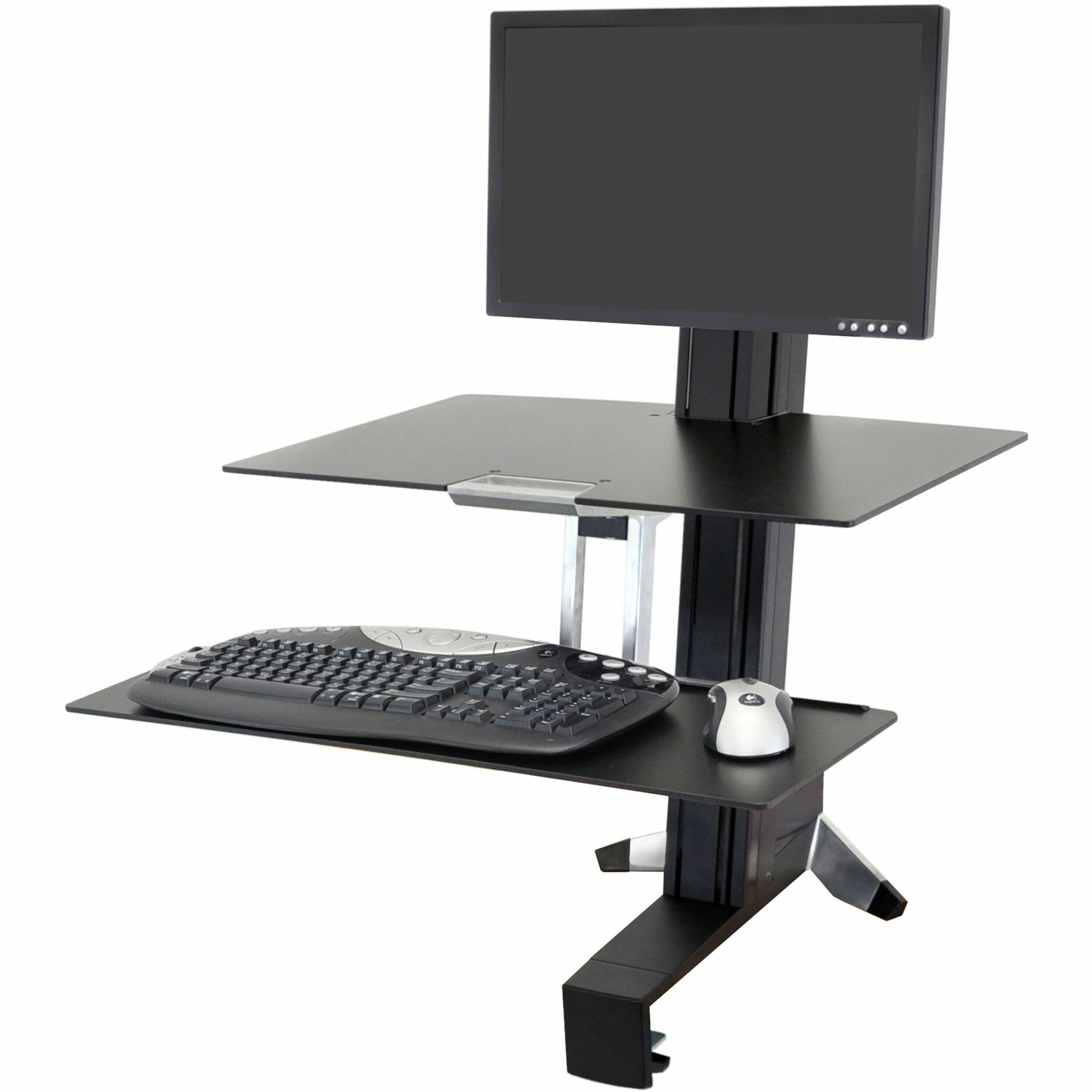 Ergotron WorkFit-S Desk Mount for Monitor, Display, Keyboard, Mouse - Black - Landscape/Portrait