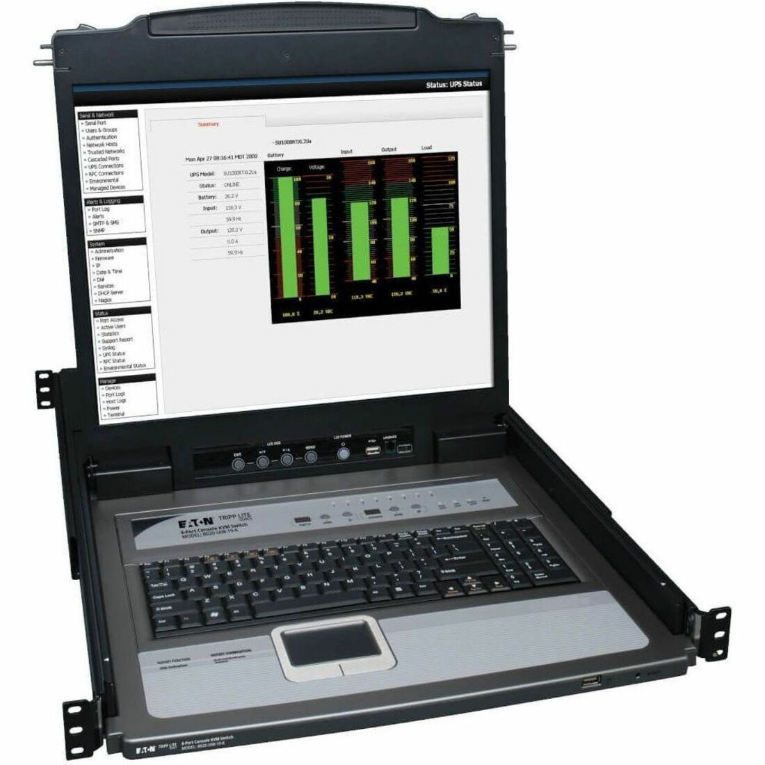 Eaton Tripp Lite Series NetDirector 8-Port 1U Rack-Mount Console KVM Switch with 19-in. LCD + 8 PS2/USB Combo Cables, TAA