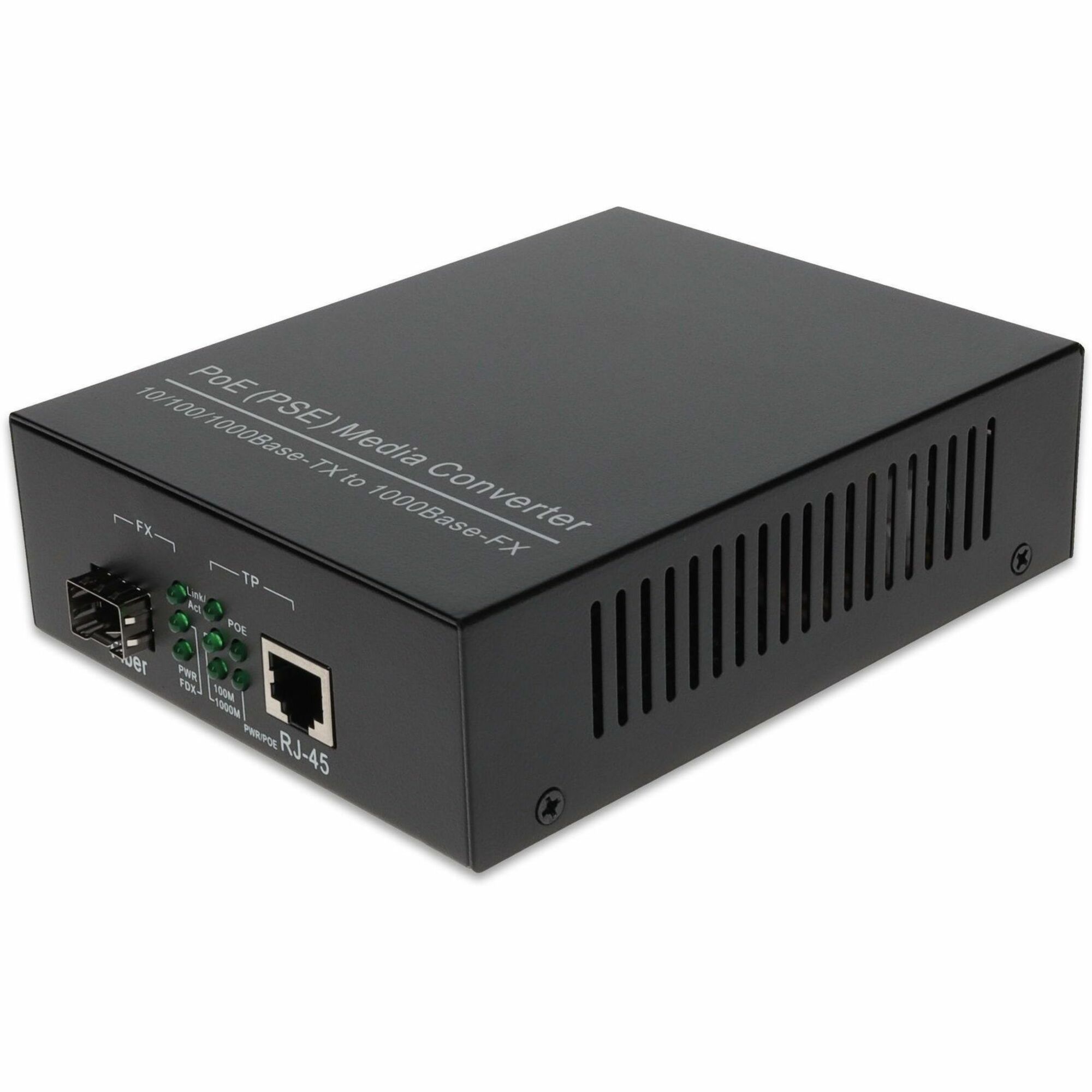 AddOn 10/100/1000Base-TX(RJ-45) to 100/1000Base-FX Open Multi-Rate SFP Port 30W POE+ Media Converter