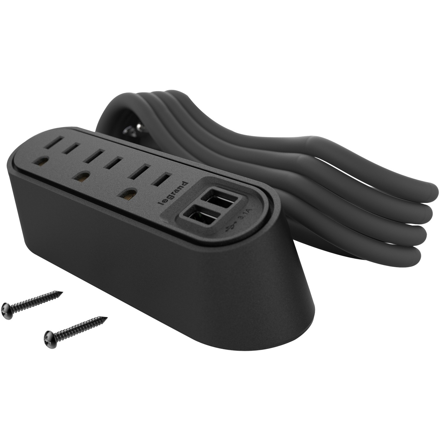 Chief Desktop Power Center, 3 AC, 2 USB-A, Black