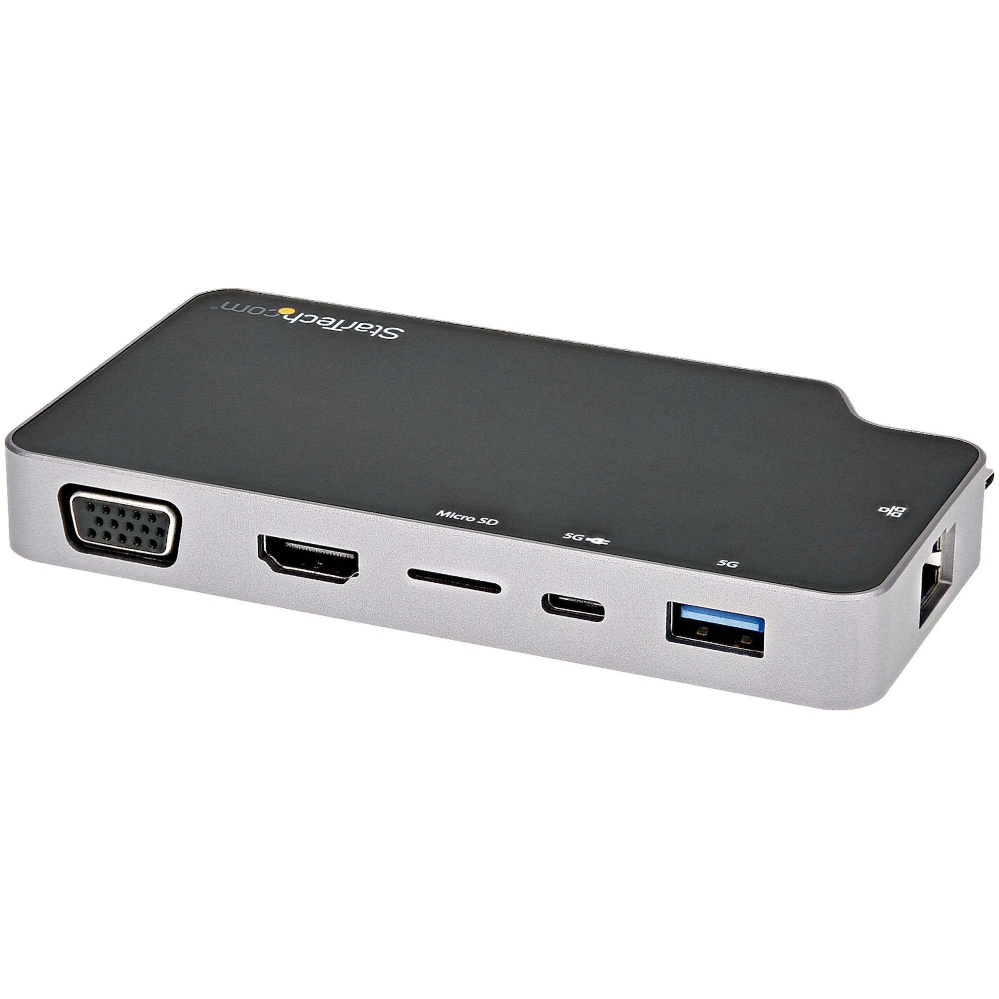 StarTech USB C Multiport Adapter, USB-C to 4K HDMI or VGA Video with 100W PD Pass-through, 10Gbps USB Hub/MicroSD/GbE, USB-C Mini Dock