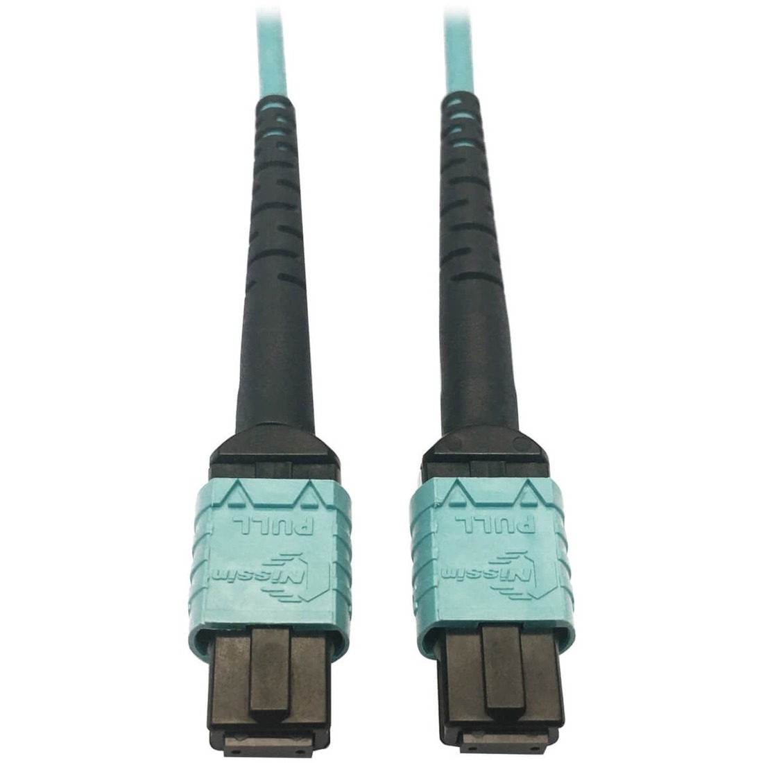 Tripp Lite by Eaton 400G Multimode 50/125 OM4 Plenum-Rated Fiber Optic Cable 24F MTP/MPO-PC (F/F) Aqua 5 m
