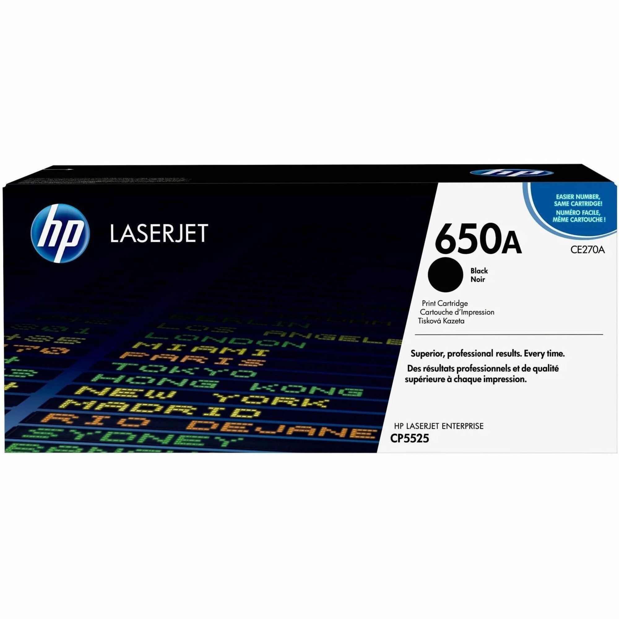 HP 650A (CE270A) Original Laser Toner Cartridge - Single Pack - Black - 1 Each