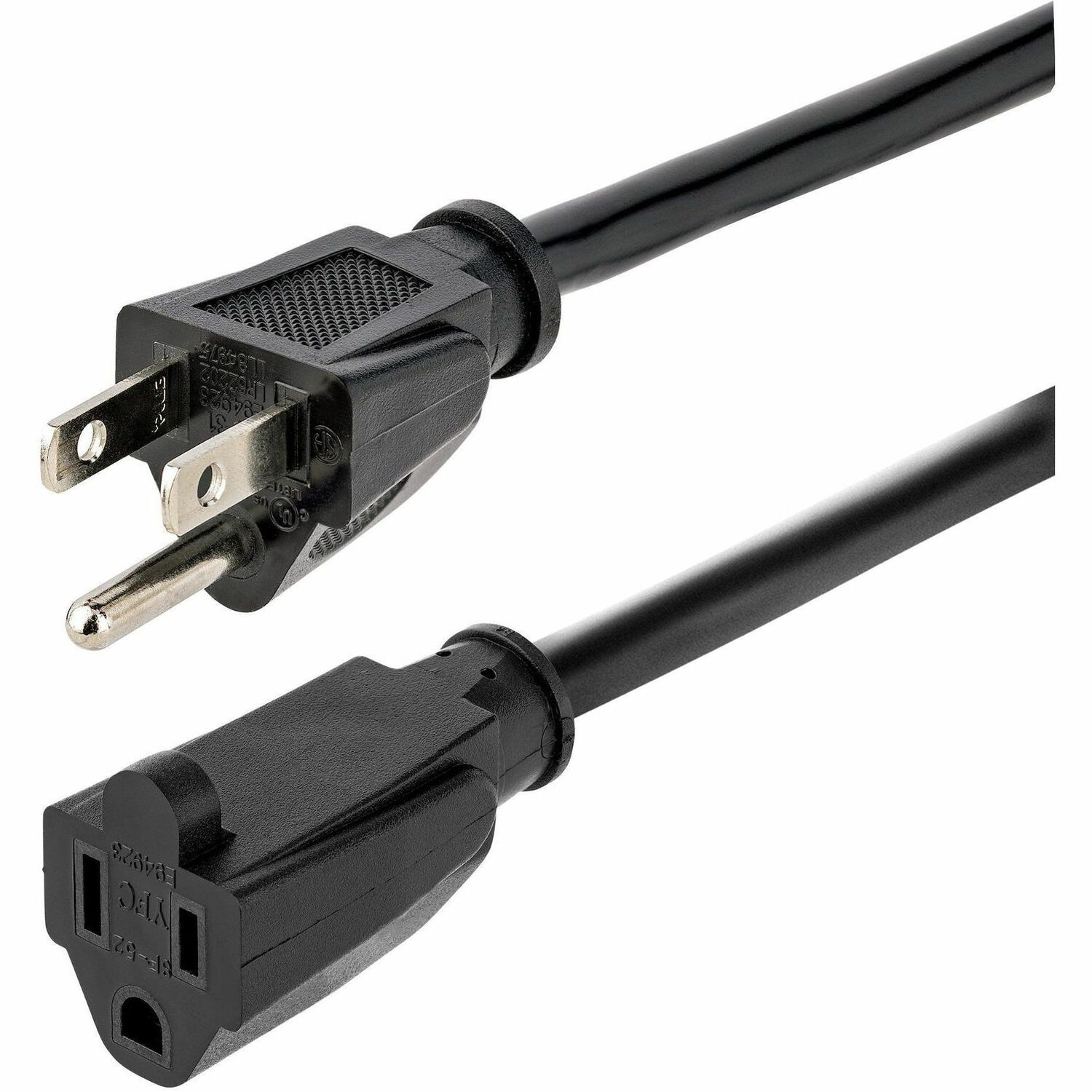 StarTech.com 6ft (1.8m) Heavy Duty Extension Cord, NEMA5-15R to NEMA5-15P Black Extension Cord, 15A 125V, 14AWG, Heavy Gauge Power Cable