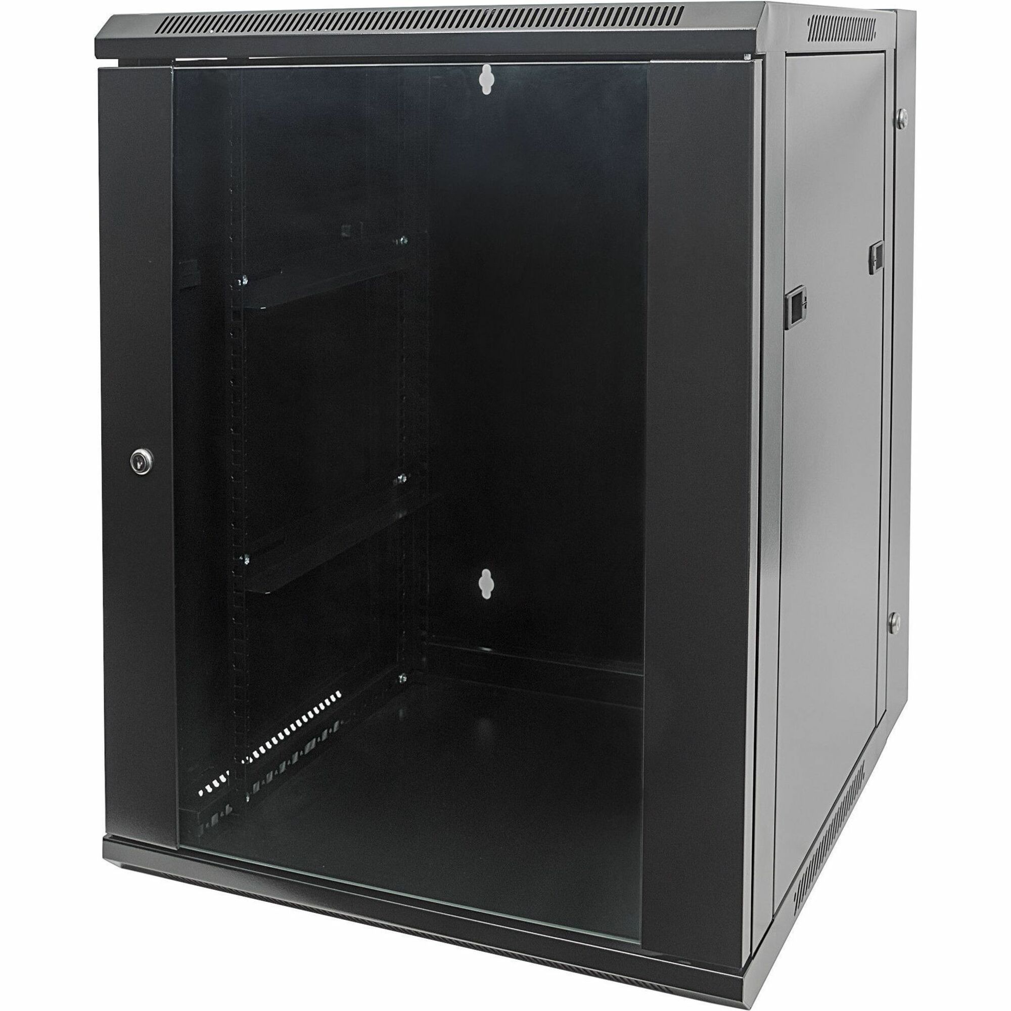 19" Network Cabinet - Wall Mount (Double Section Hinged Swing Out), 15U, 550mm Deep, Black, Assembled, Max 30kg, Swings out for access to back of cabinet when installed on wall, 19" ,Usable Depth 425mm, Parts for wall installation not included