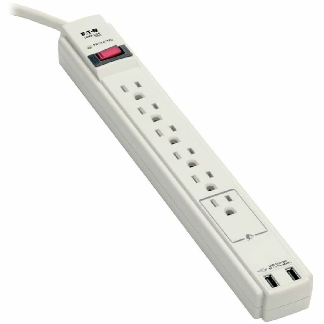 Tripp Lite by Eaton Protect It! 6-Outlet Surge Protector 6 ft. (1.83 m) Cord 990 Joules 2 x USB Charging ports (2.1A) Gray Housing