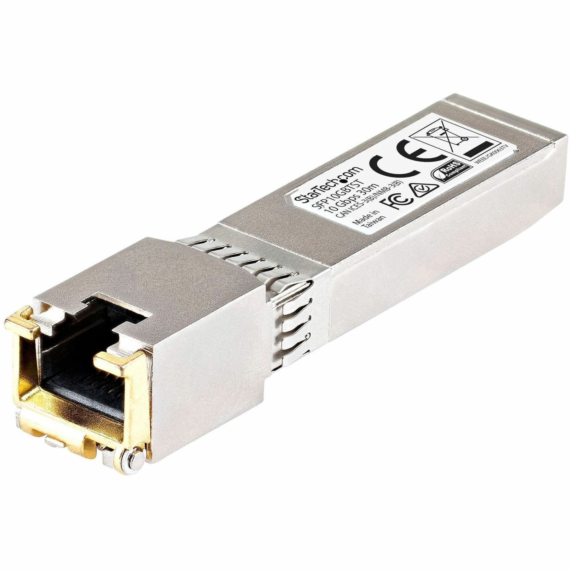 StarTech.com Cisco SFP-10GB-T-X Compatible SFP+ Module - 10GBASE-T - 10GE Gigabit Ethernet SFP+ SFP to RJ45 Cat6/Cat5e Transceiver - 30m