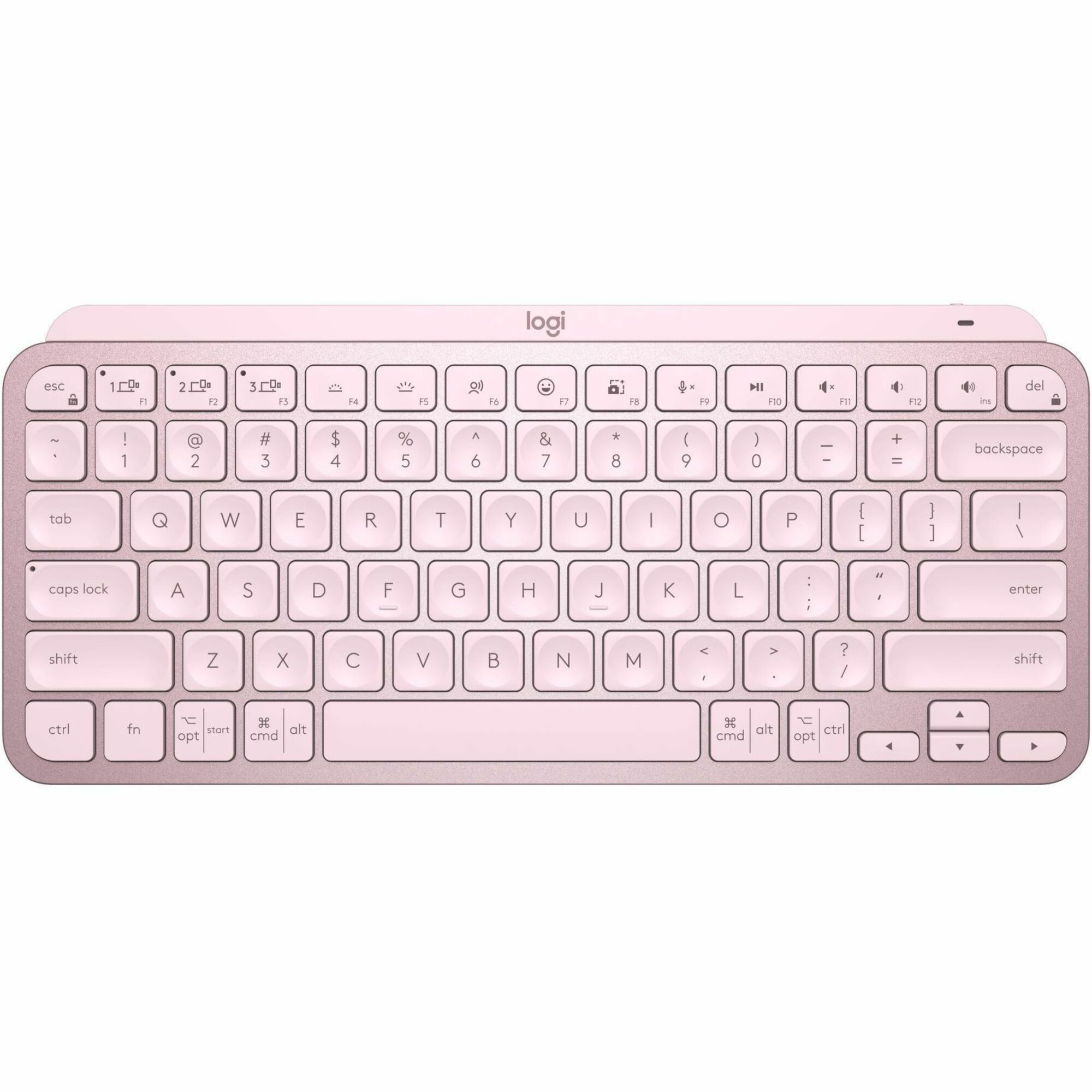 Logitech MX Keys Mini Minimalist Wireless Illuminated Keyboard, Compact, Bluetooth, USB-C - Rose