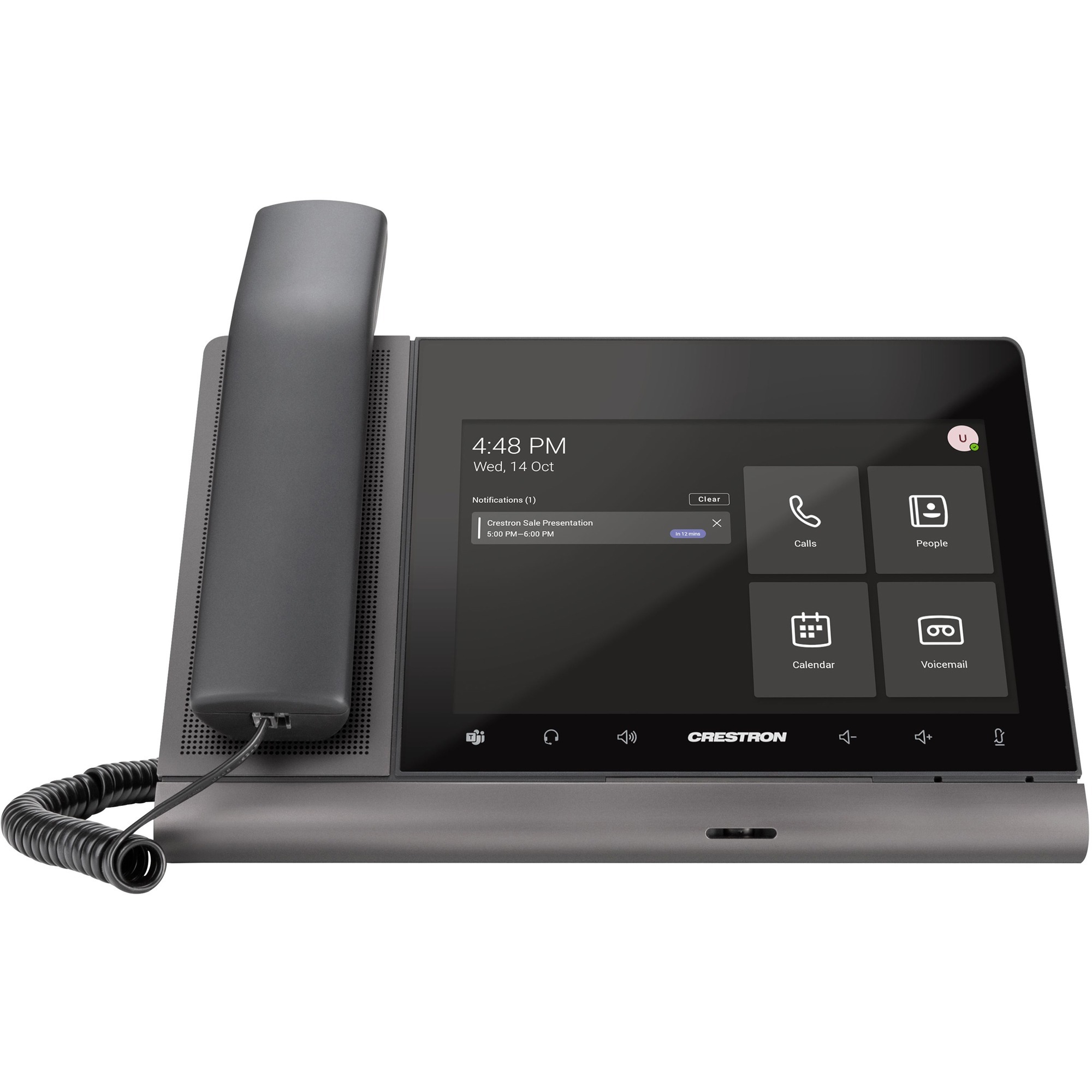 Crestron Flex UC-P8-T-HS IP Phone - Corded/Cordless - Corded/Cordless - Bluetooth, Wi-Fi - Desktop - Gray, Black