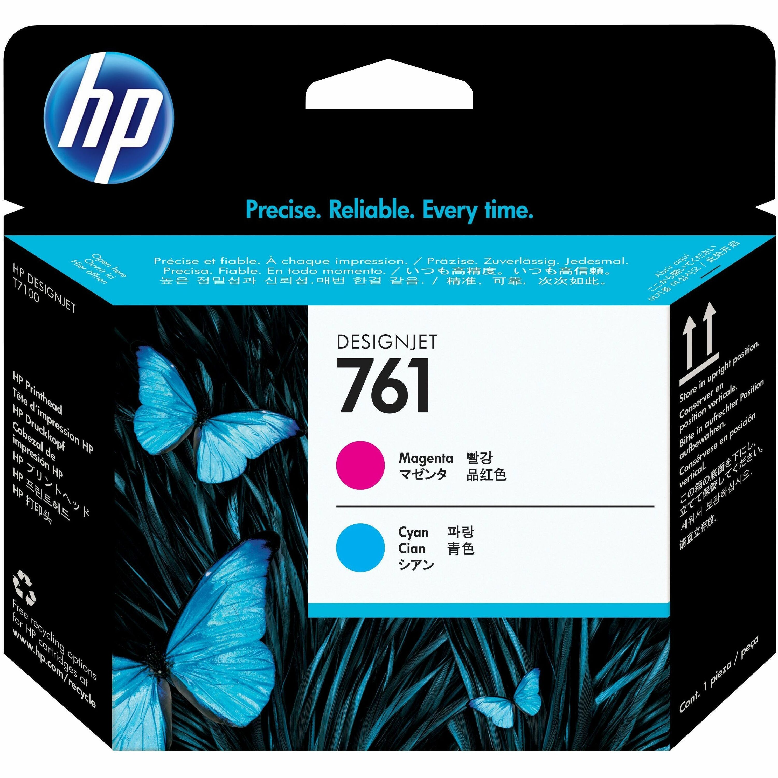 HP 761 (CH646A) Original Inkjet Printhead - Single Pack - Cyan, Cyan - 1 Each