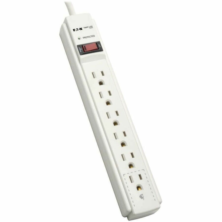 Eaton Tripp Lite Series Protect It! 6-Outlet Surge Protector, 6 ft. Cord, 900 Joules, Diagnostic LED, Light Gray Housing