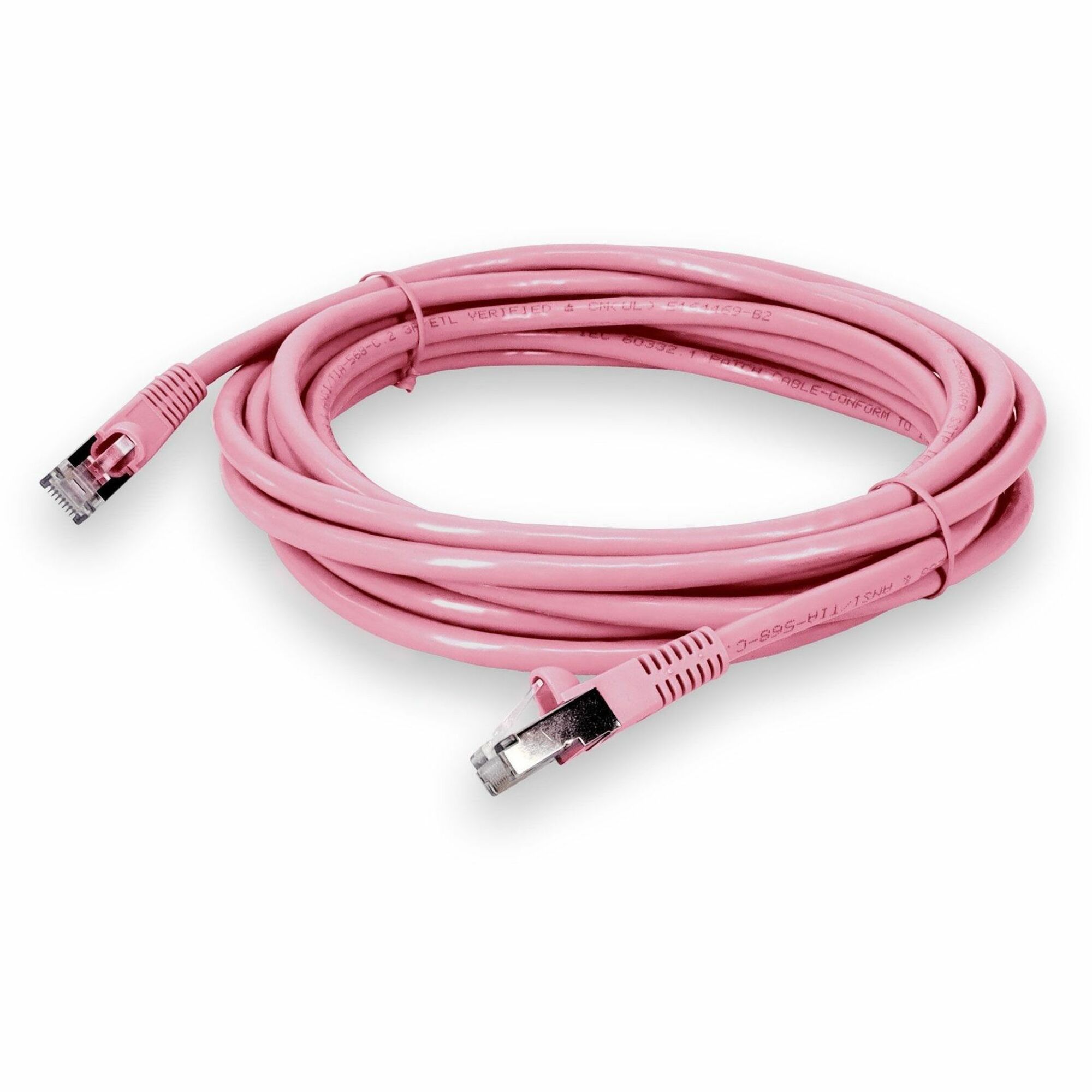 AddOn 50ft Pink CAT 6 Shielded PVC Ethernet Cable Snagless Easy Clear Boot RJ-45 M/M