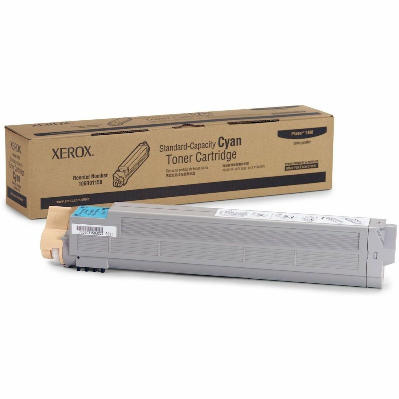 Xerox Genuine Phaser&trade; 7400 Cyan Standard capacity Toner Cartridge (9000 Pages) - 106R01150