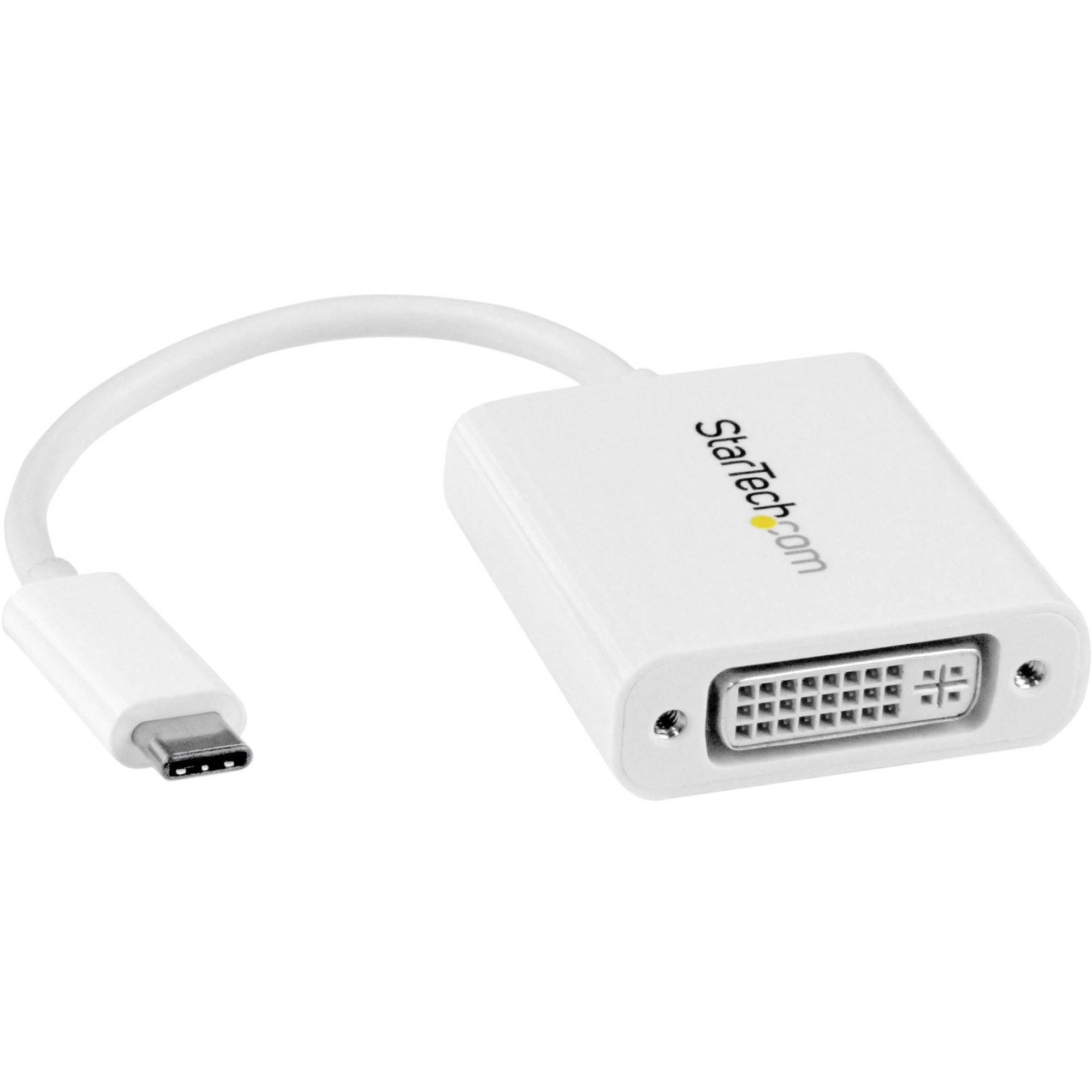 StarTech USB C to DVI Adapter - White - Thunderbolt 3 Compatible - 1920x1200 - USB-C to DVI Adapter for USB-C devices such as your 2018 iPad Pro - DVI-I Converter