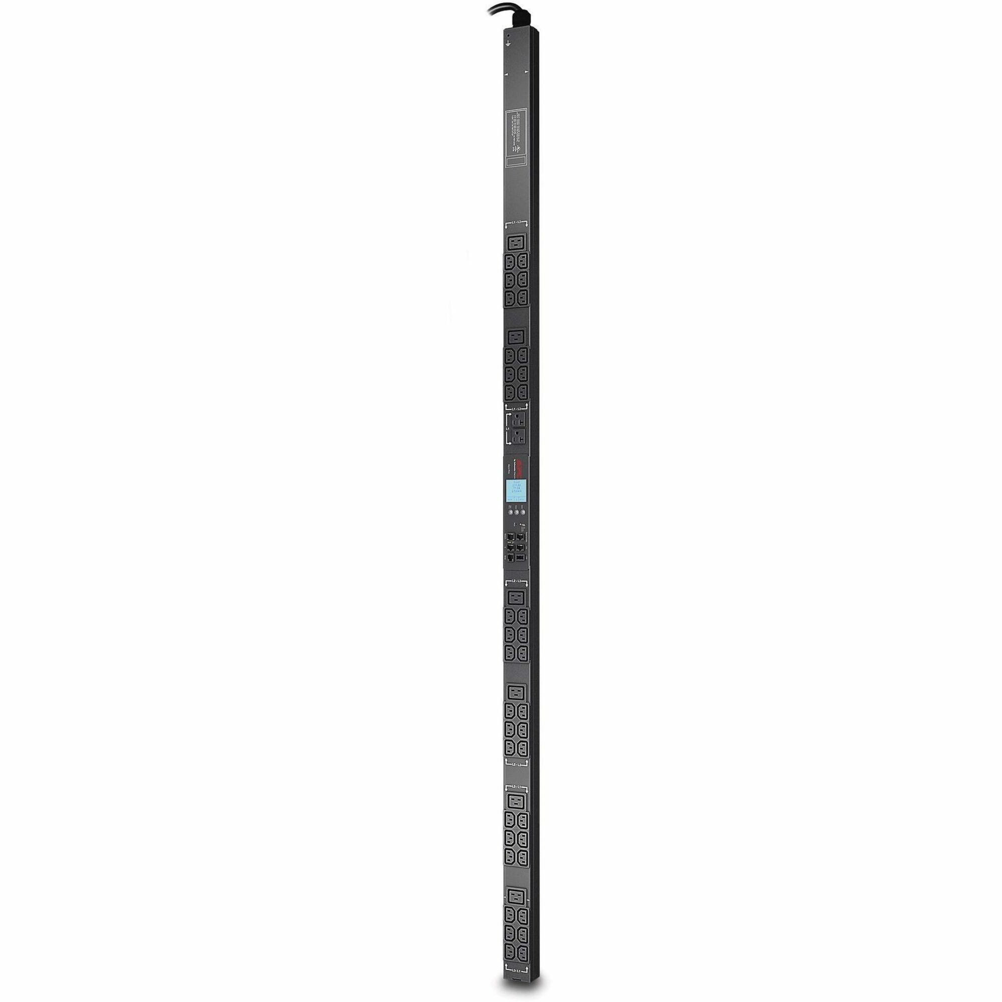 APC NetShelter Metered Rack PDU, 0U, 5.7kW, 208V, 3 phase 20A, 36 C13, 6 C19, 2 NEMA 5-20R outlets