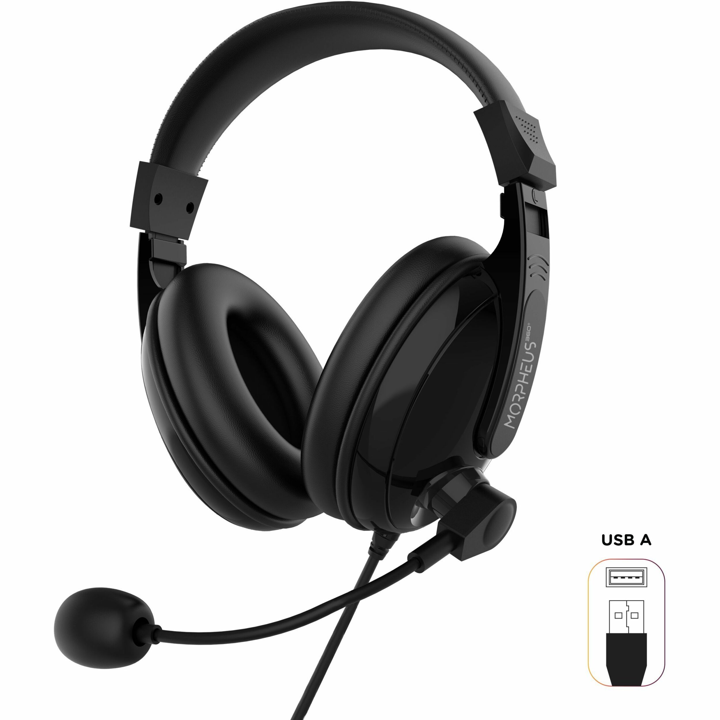 Morpheus 360 Deluxe Multimedia Stereo USB Headset - Adjustable Microphone - Lightweight Comfortable Design - Eco Leather Ear Cushions - HS3500SU