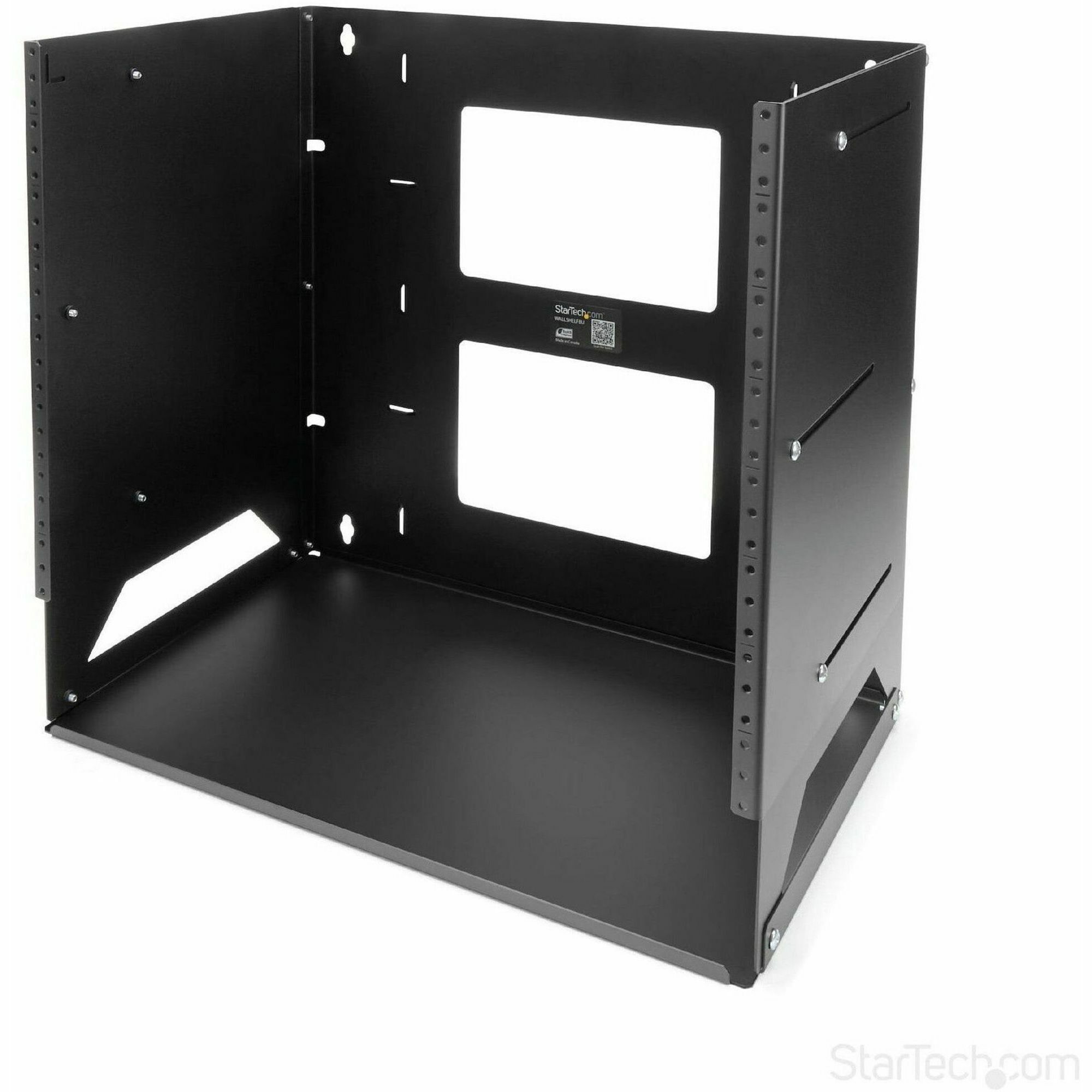 StarTech 2-Post 8U Open Frame Wall Mount Network Rack with Built-in Shelf and Adjustable Depth, Computer Rack for IT Equipment, TAA