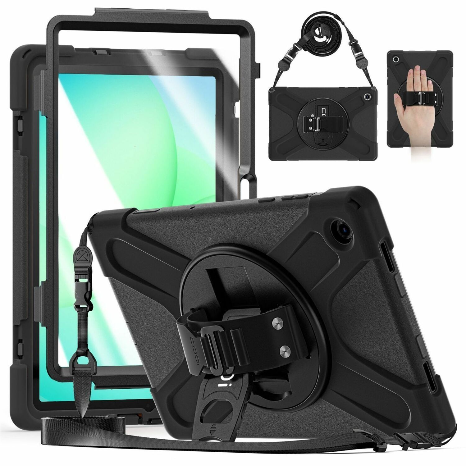CODi Rugged Case with Integrated Screen Protector for Samsung Galaxy Tab A11+ - 360° Protection with Kickstand, Hand Strap & Shoulder Strap