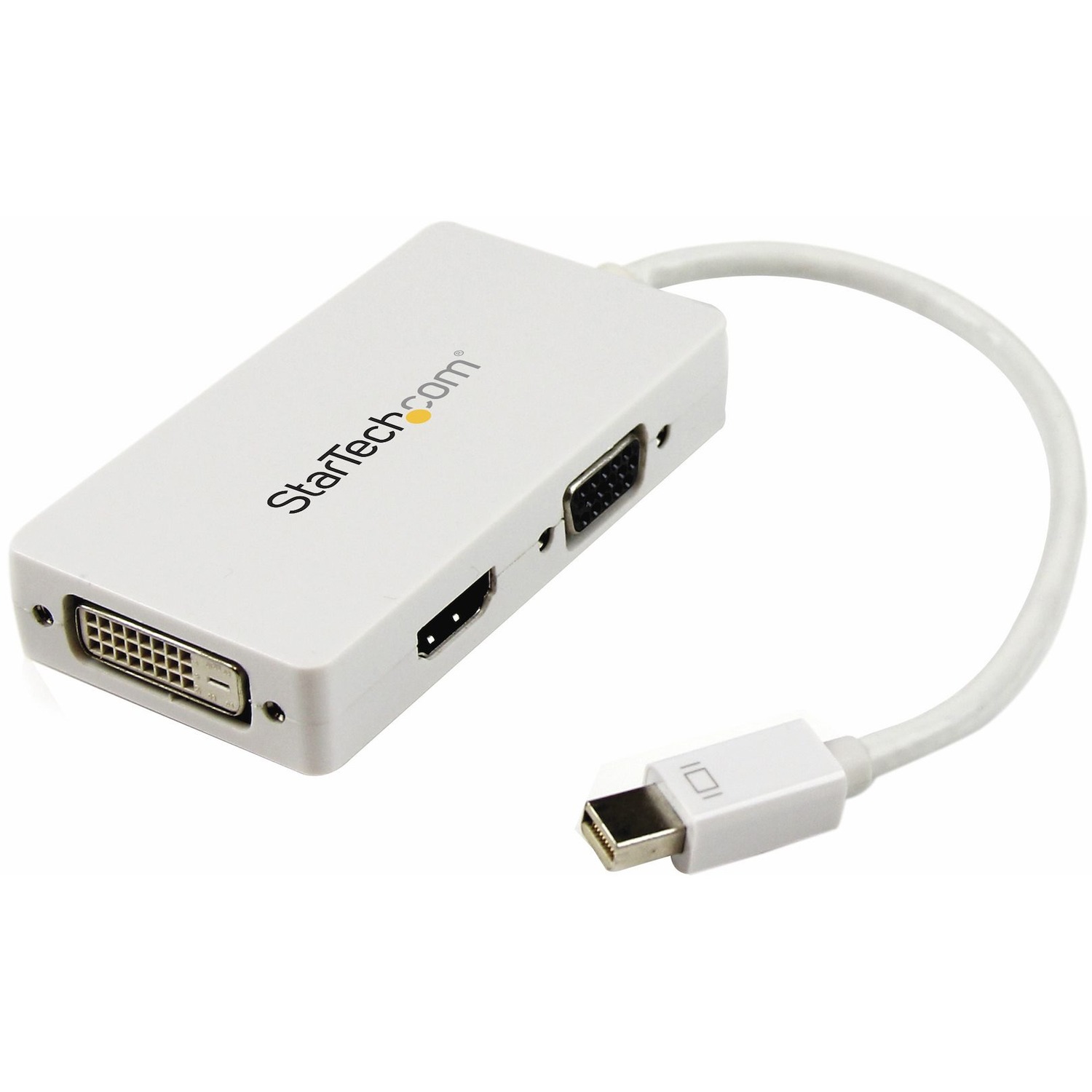 StarTech Travel A/V Adapter: 3-in-1 Mini DisplayPort to VGA DVI or HDMI Converter - White