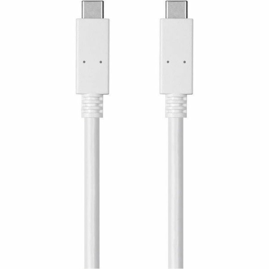 Monoprice Essentials USB-C to USB-C 3.1 Gen 1 Cable - 5Gbps 3A 30AWG White 2m (6.6ft)
