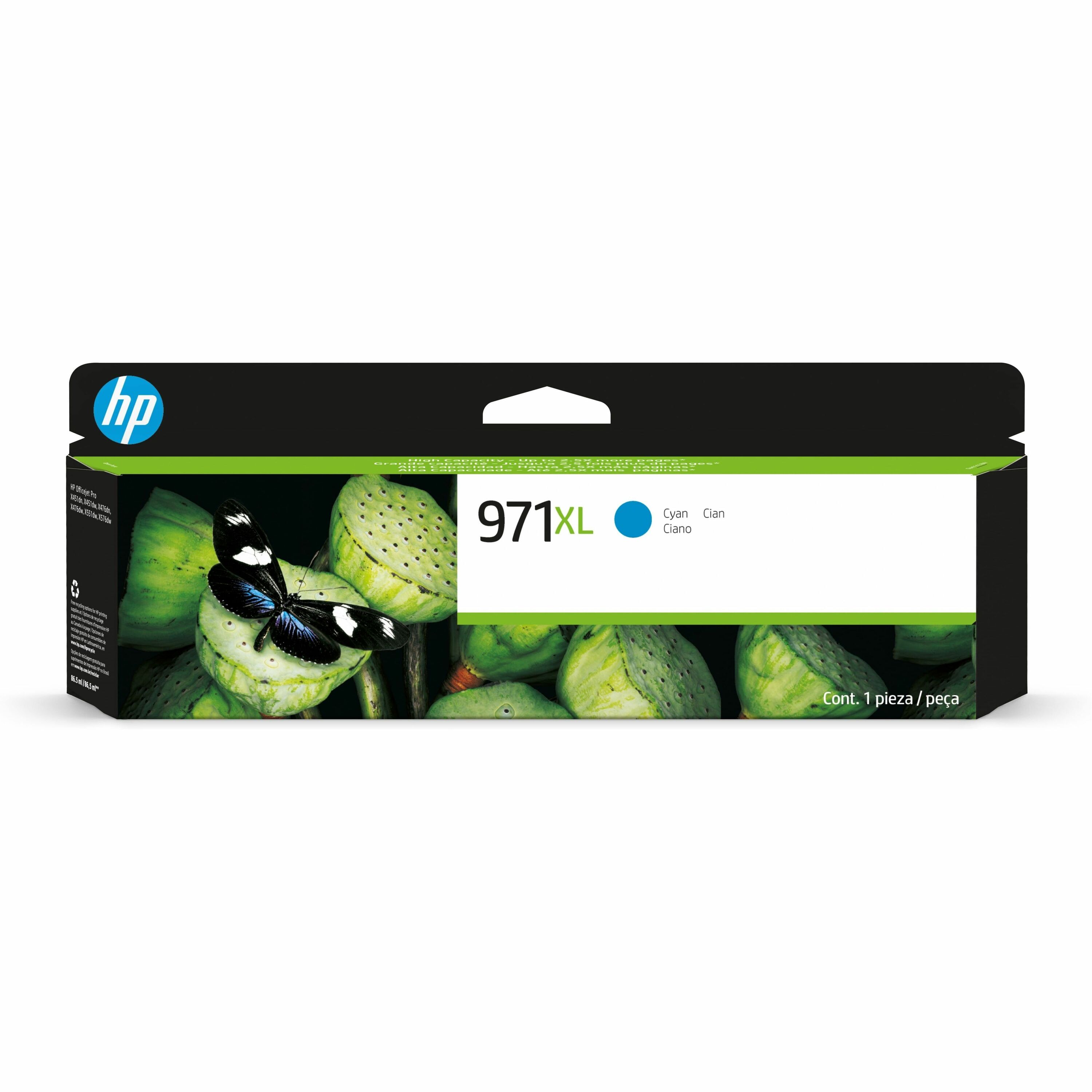 HP 971XL (CN626AM) Original High Yield Inkjet Ink Cartridge - Single Pack - Cyan - 1 Each