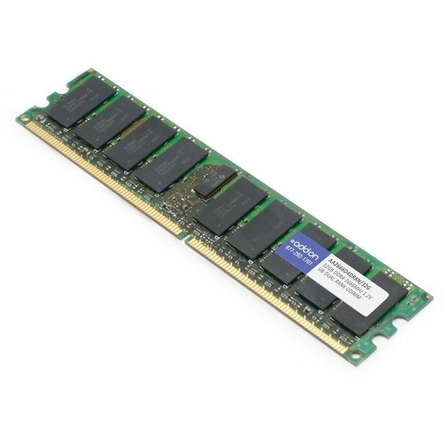 AddOn JEDEC Standard 32GB DDR4-2666MHz Unbuffered Non-ECC Dual Rank x8 1.2V 288-pin CL17 UDIMM