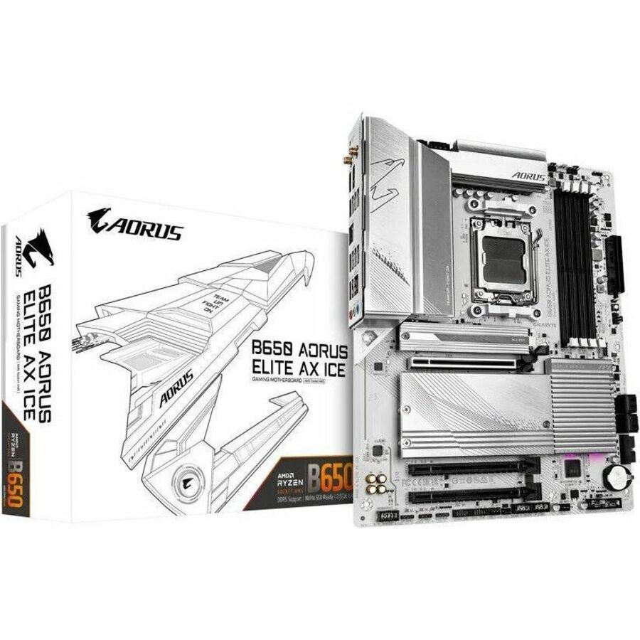 GIGABYTE B650 AORUS ELITE AX ICE Gaming Desktop Motherboard - AMD B650 Chipset - Socket AM5 - ATX